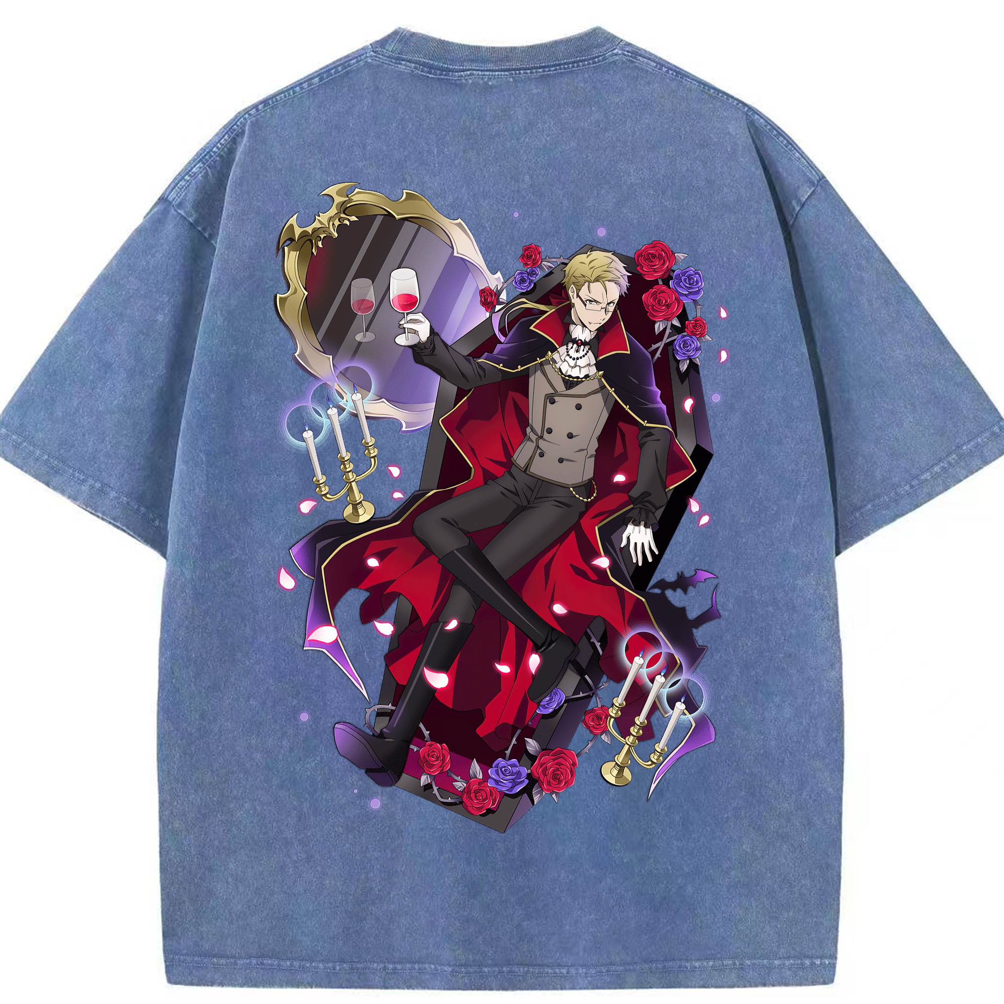 （画像用） 文豪ストレイドッグス Bungo Stray Dogs 綿100% ヴィンテージ風 半袖Tシャツ（背面プリント）