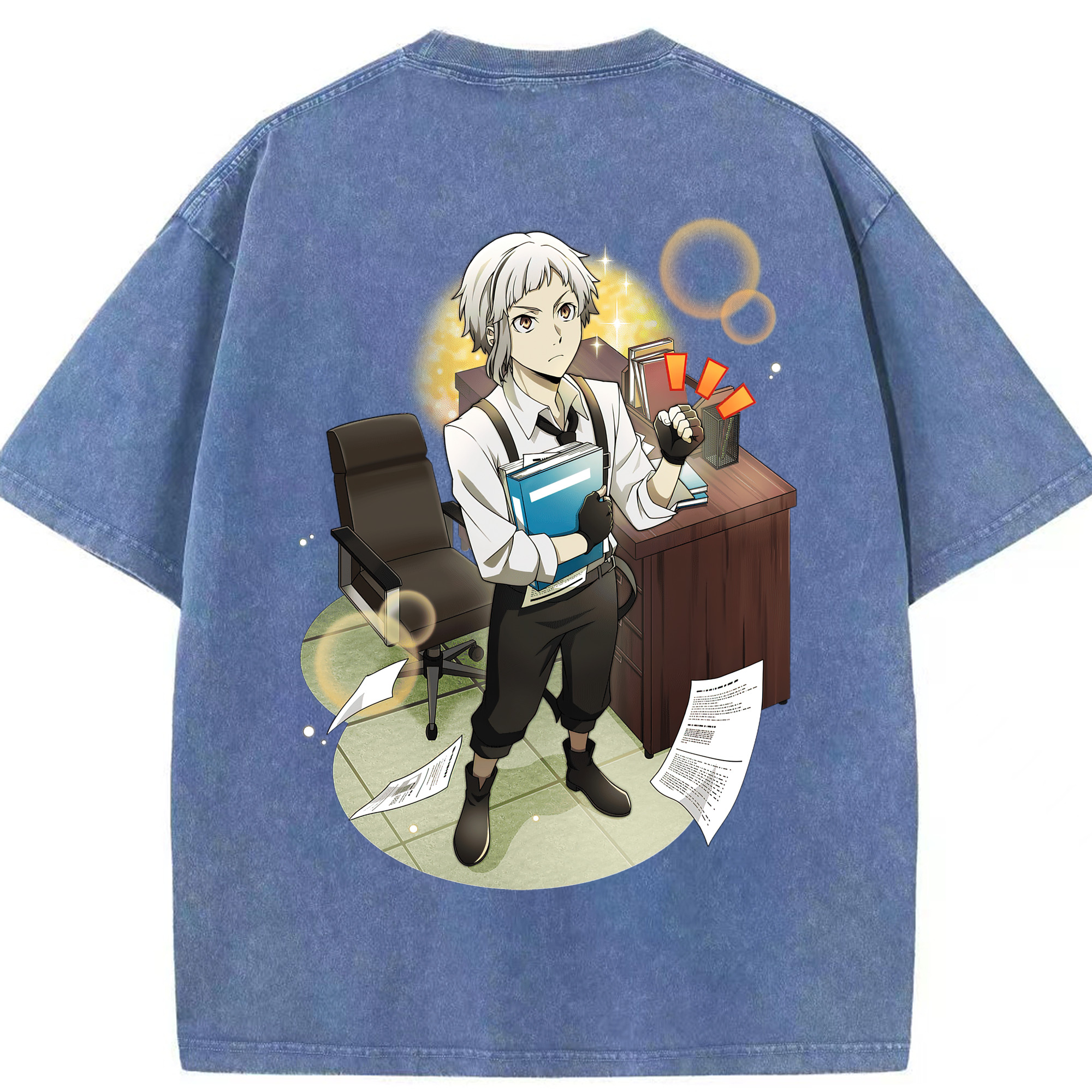 （画像用） 文豪ストレイドッグス Bungo Stray Dogs 綿100% ヴィンテージ風 半袖Tシャツ（背面プリント）