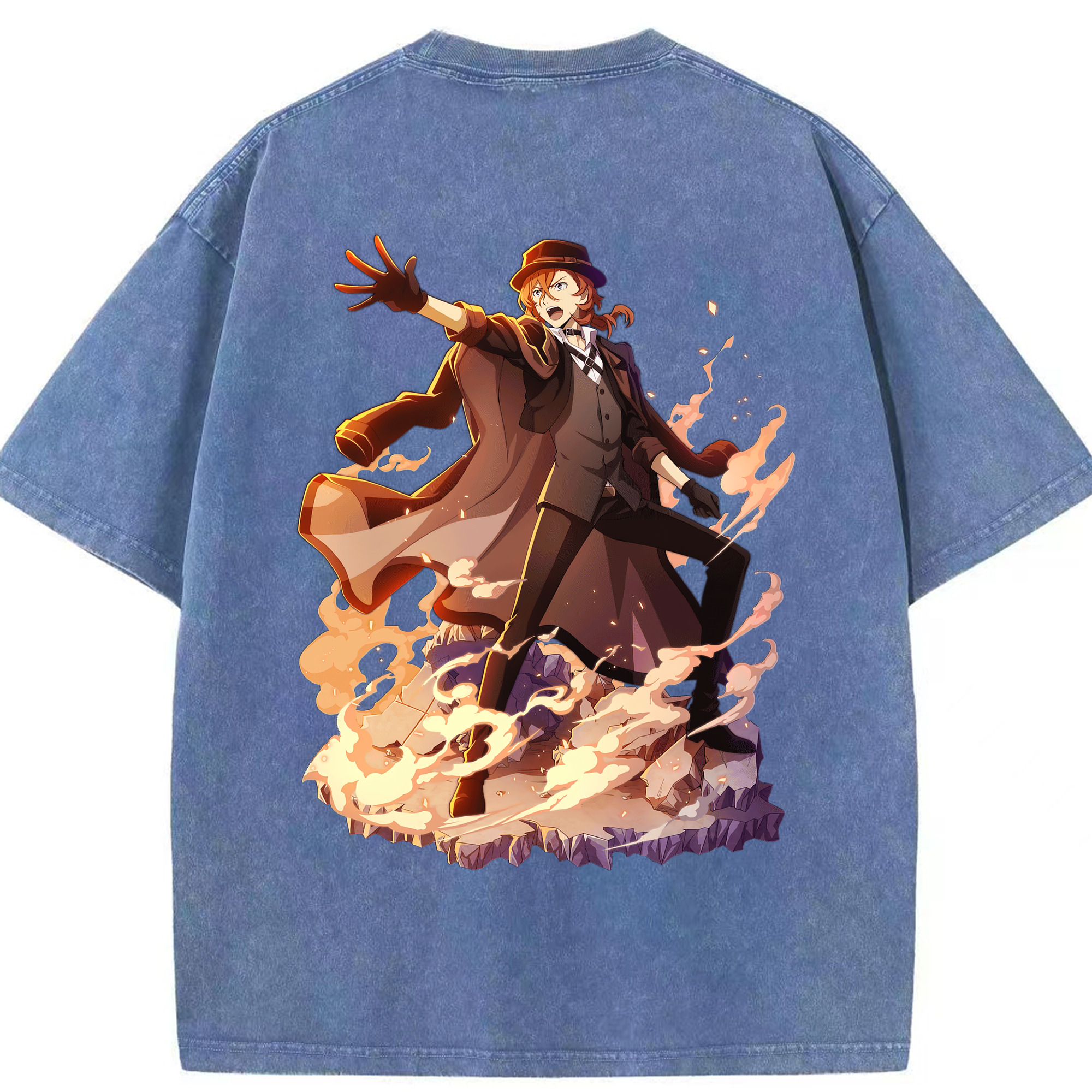 （画像用） 文豪ストレイドッグス Bungo Stray Dogs 綿100% ヴィンテージ風 半袖Tシャツ（背面プリント）