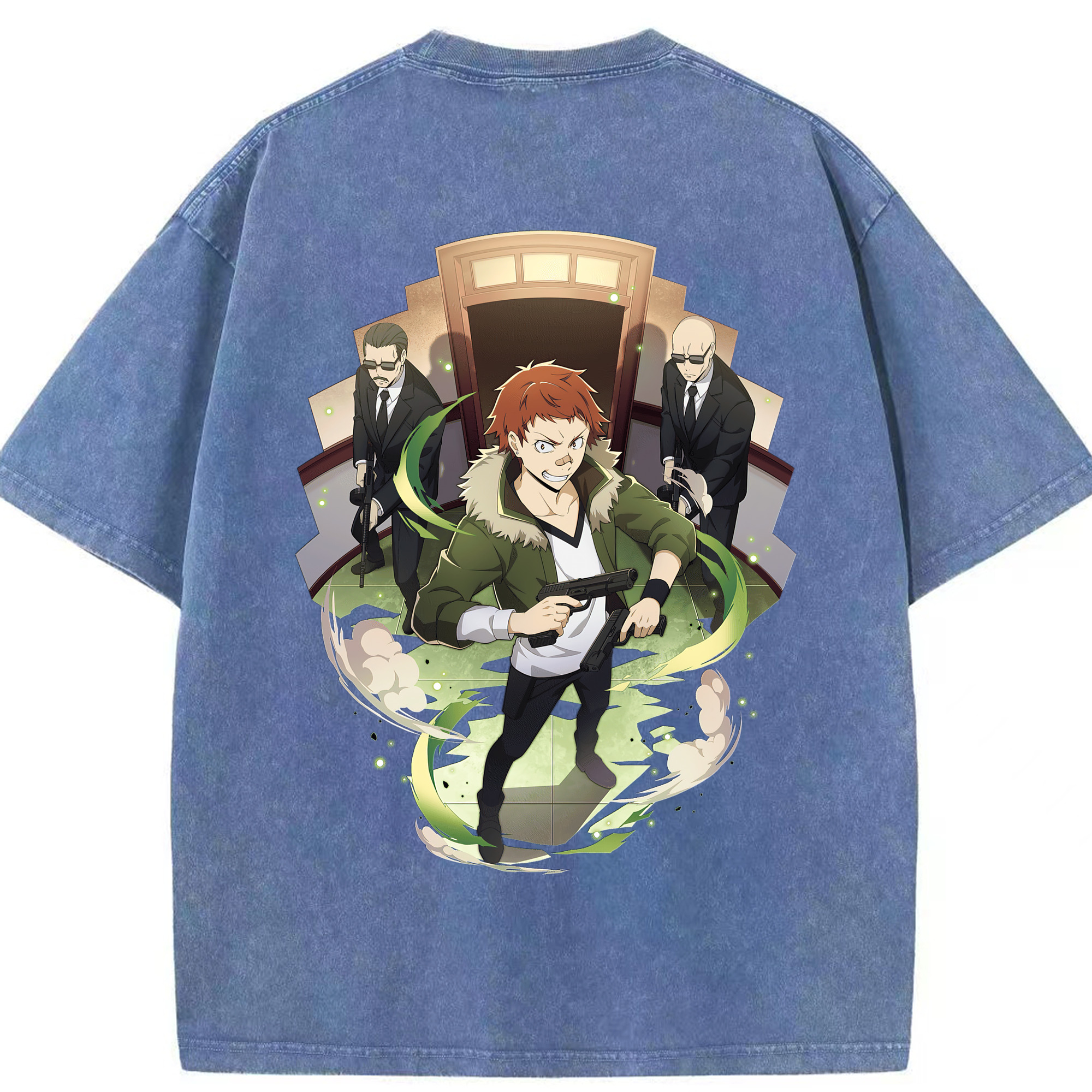 （画像用） 文豪ストレイドッグス Bungo Stray Dogs 綿100% ヴィンテージ風 半袖Tシャツ（背面プリント）