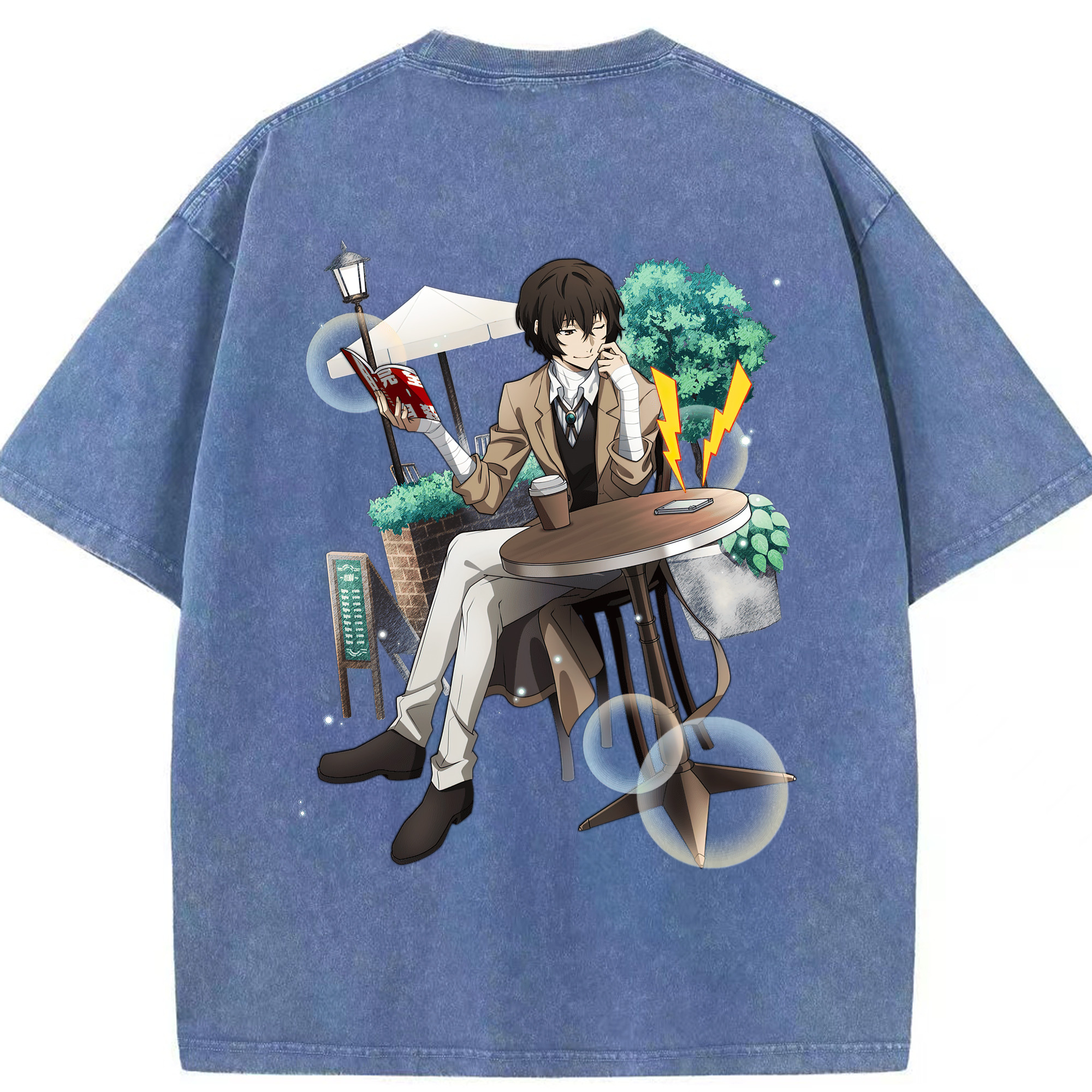 （画像用） 文豪ストレイドッグス Bungo Stray Dogs 綿100% ヴィンテージ風 半袖Tシャツ（背面プリント）