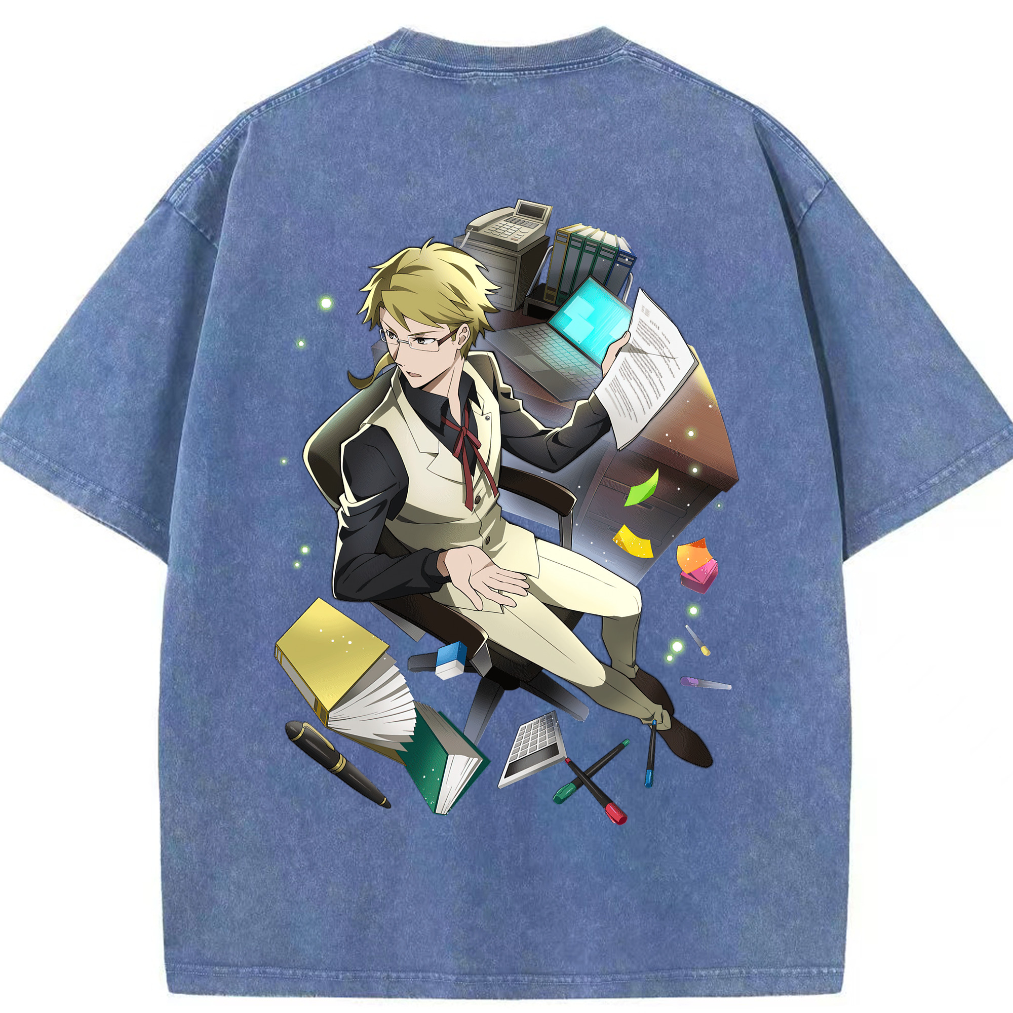 （画像用） 文豪ストレイドッグス Bungo Stray Dogs 綿100% ヴィンテージ風 半袖Tシャツ（背面プリント）