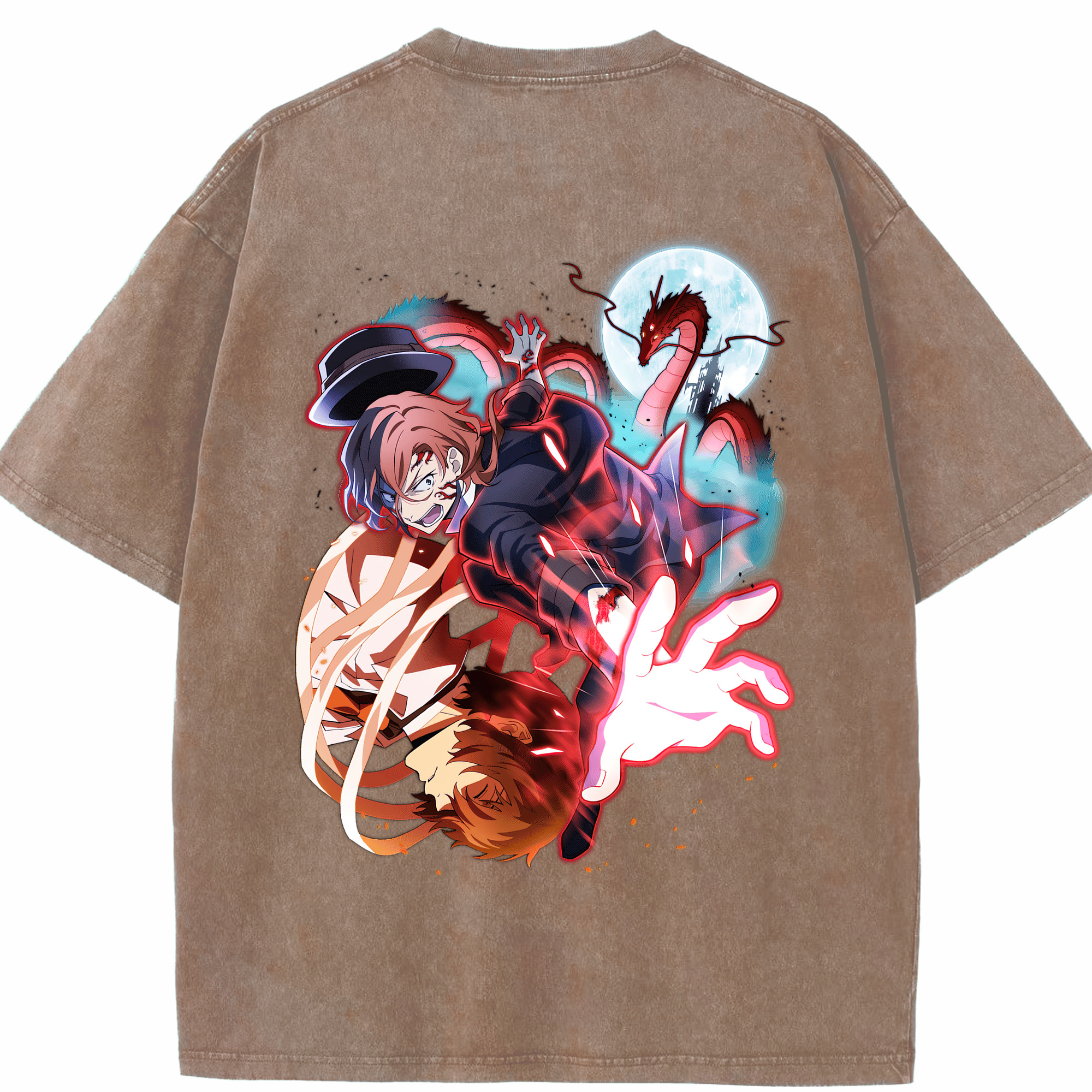 （画像用） 文豪ストレイドッグス Bungo Stray Dogs 綿100% ヴィンテージ風 半袖Tシャツ（背面プリント）