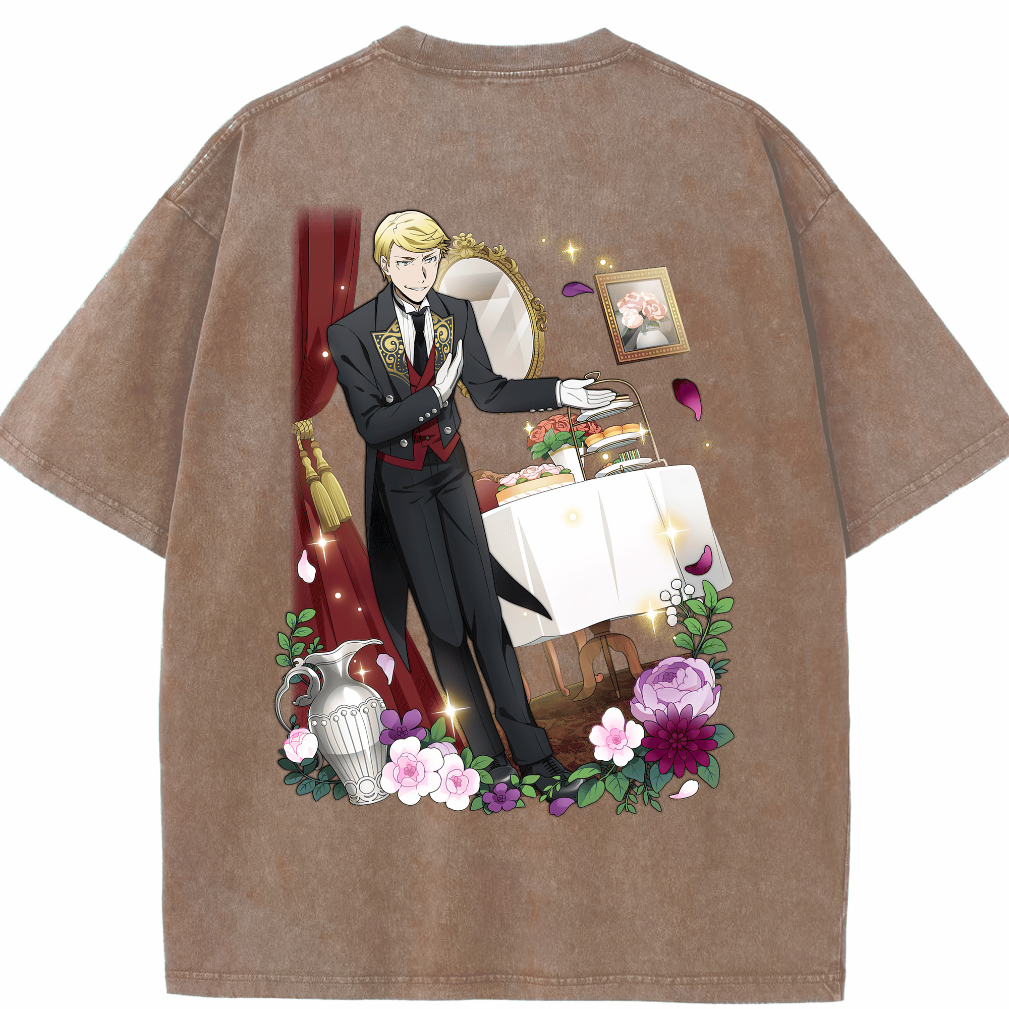 （画像用） 文豪ストレイドッグス Bungo Stray Dogs 綿100% ヴィンテージ風 半袖Tシャツ（背面プリント）