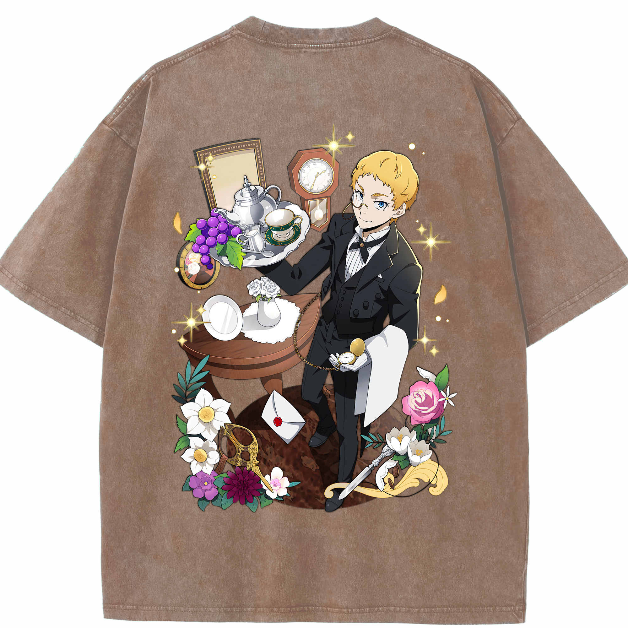 （画像用） 文豪ストレイドッグス Bungo Stray Dogs 綿100% ヴィンテージ風 半袖Tシャツ（背面プリント）