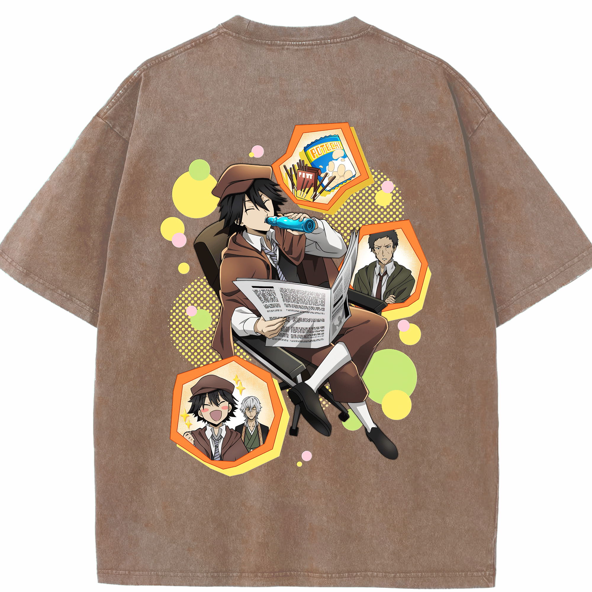 （画像用） 文豪ストレイドッグス Bungo Stray Dogs 綿100% ヴィンテージ風 半袖Tシャツ（背面プリント）