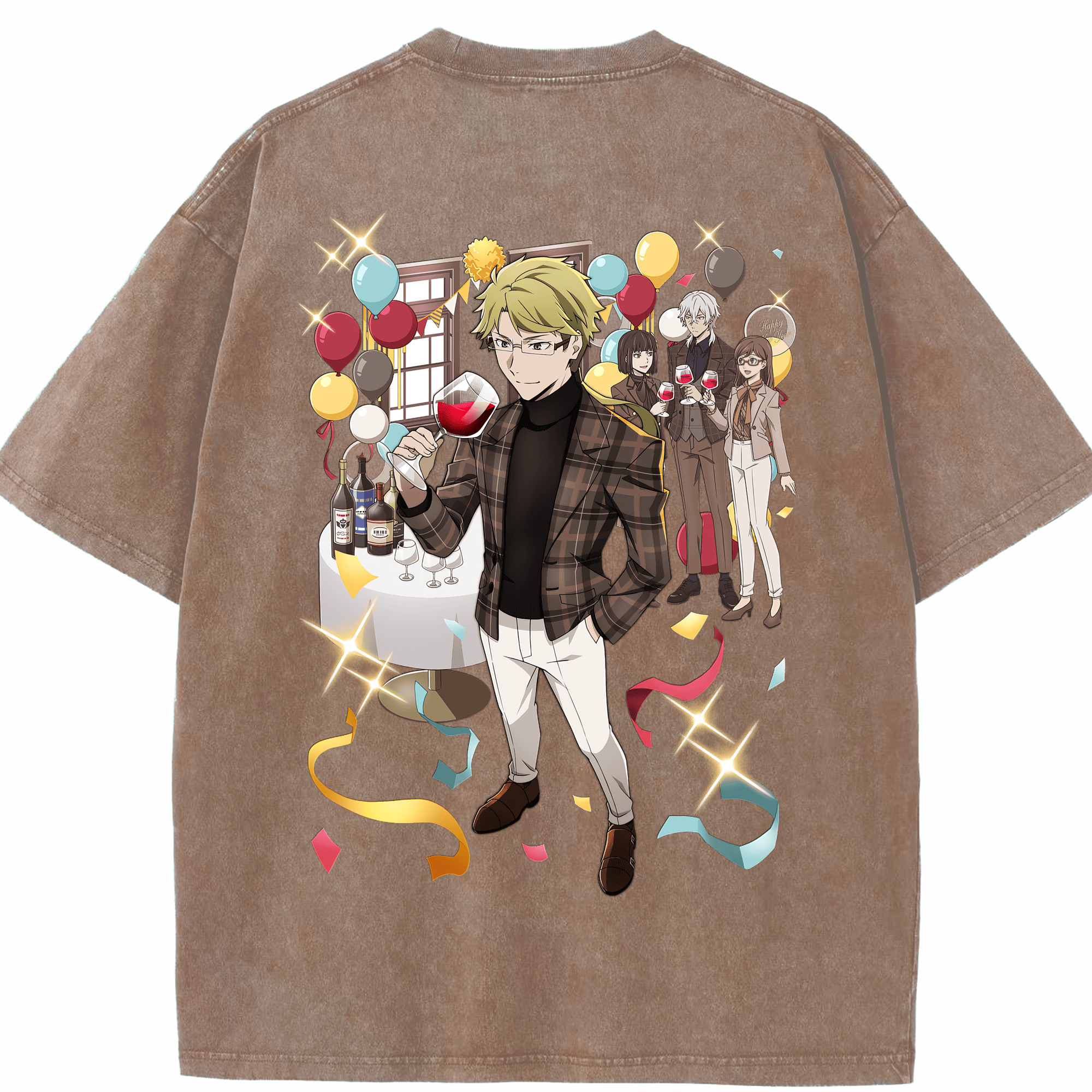 （画像用） 文豪ストレイドッグス Bungo Stray Dogs 綿100% ヴィンテージ風 半袖Tシャツ（背面プリント）