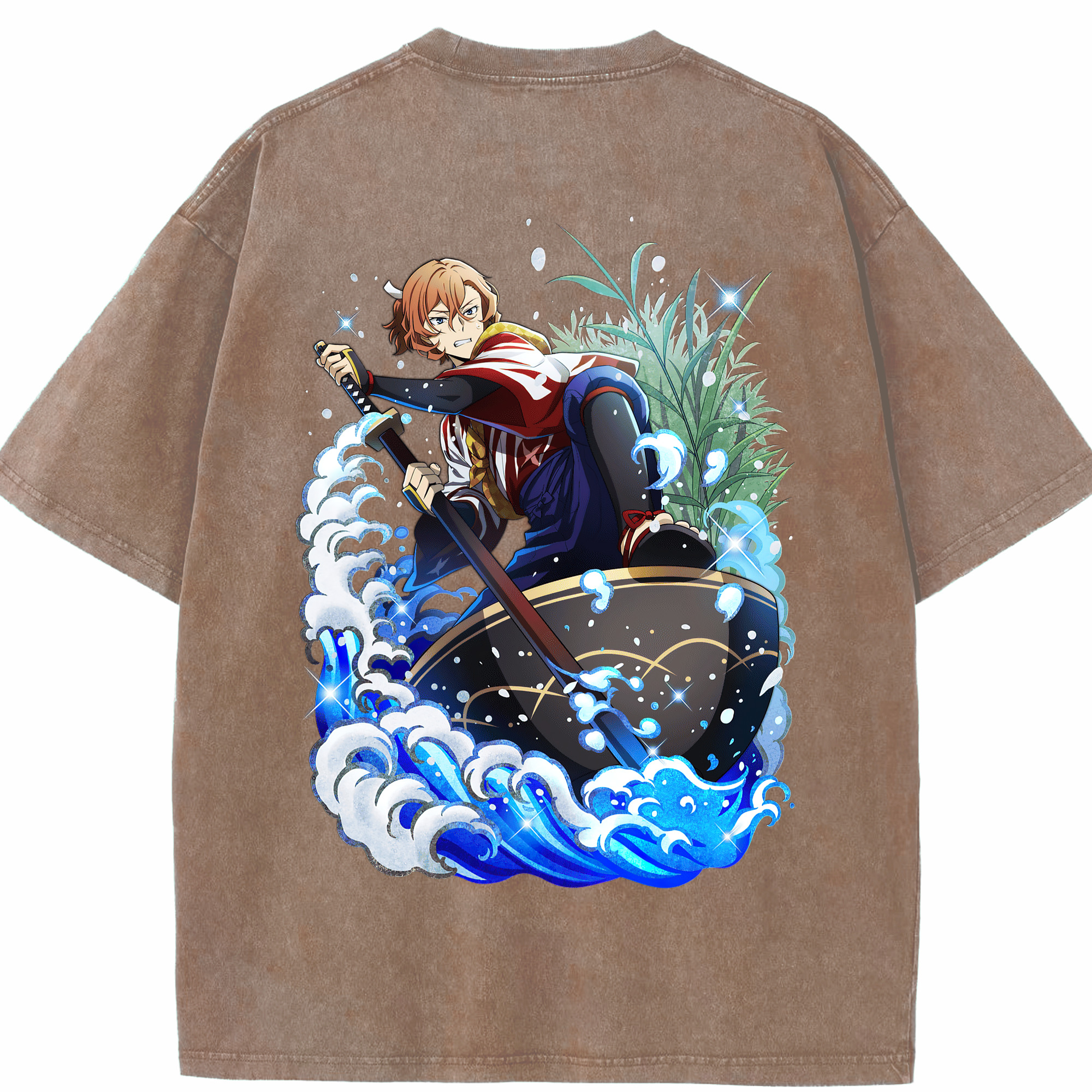 （画像用） 文豪ストレイドッグス Bungo Stray Dogs 綿100% ヴィンテージ風 半袖Tシャツ（背面プリント）
