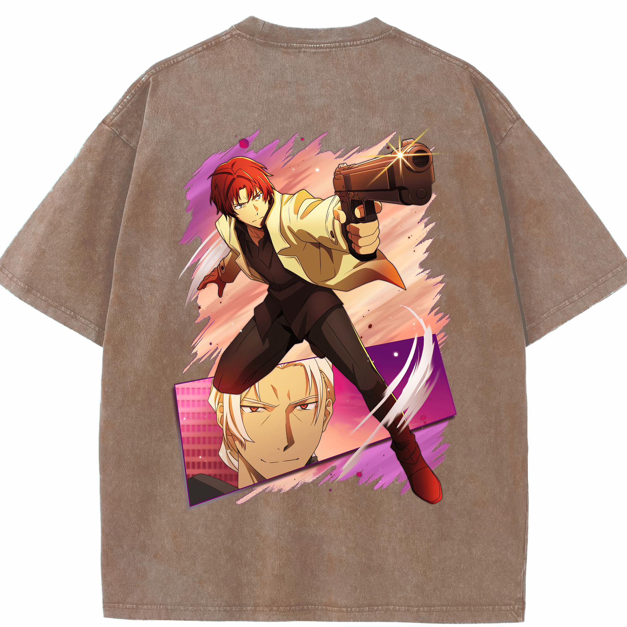 （画像用） 文豪ストレイドッグス Bungo Stray Dogs 綿100% ヴィンテージ風 半袖Tシャツ（背面プリント）