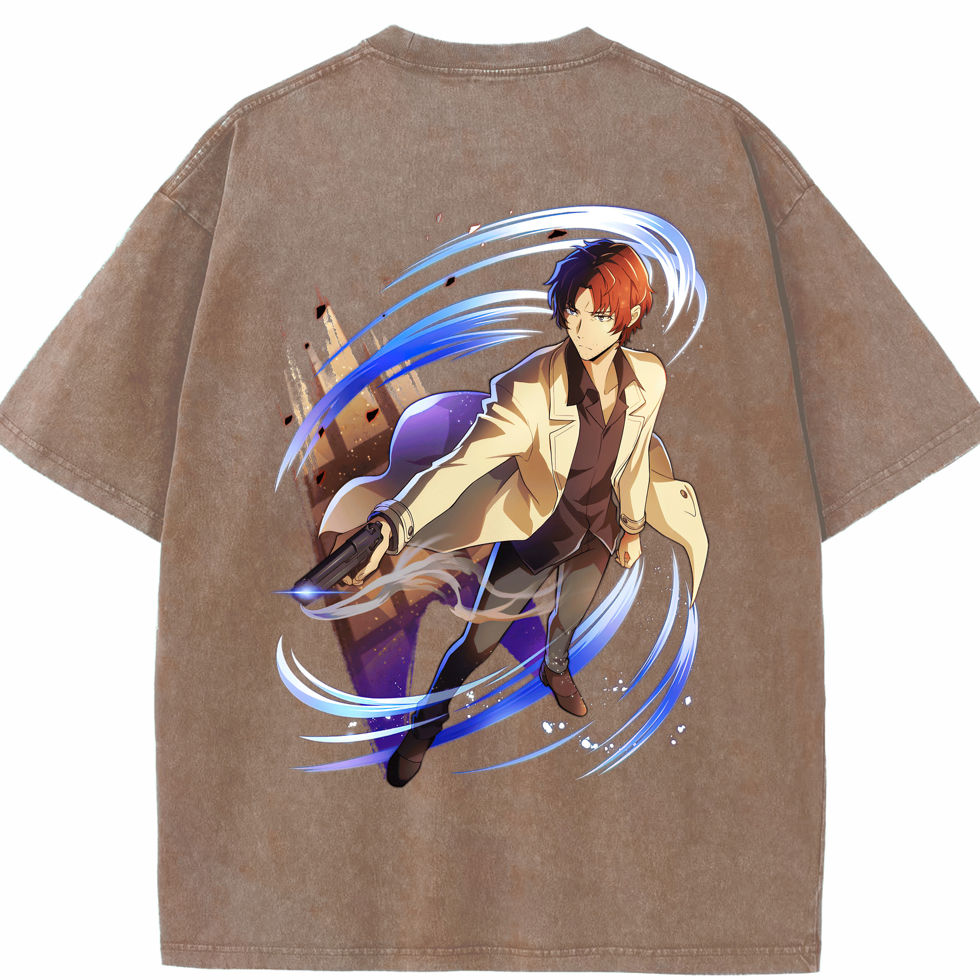 （画像用） 文豪ストレイドッグス Bungo Stray Dogs 綿100% ヴィンテージ風 半袖Tシャツ（背面プリント）