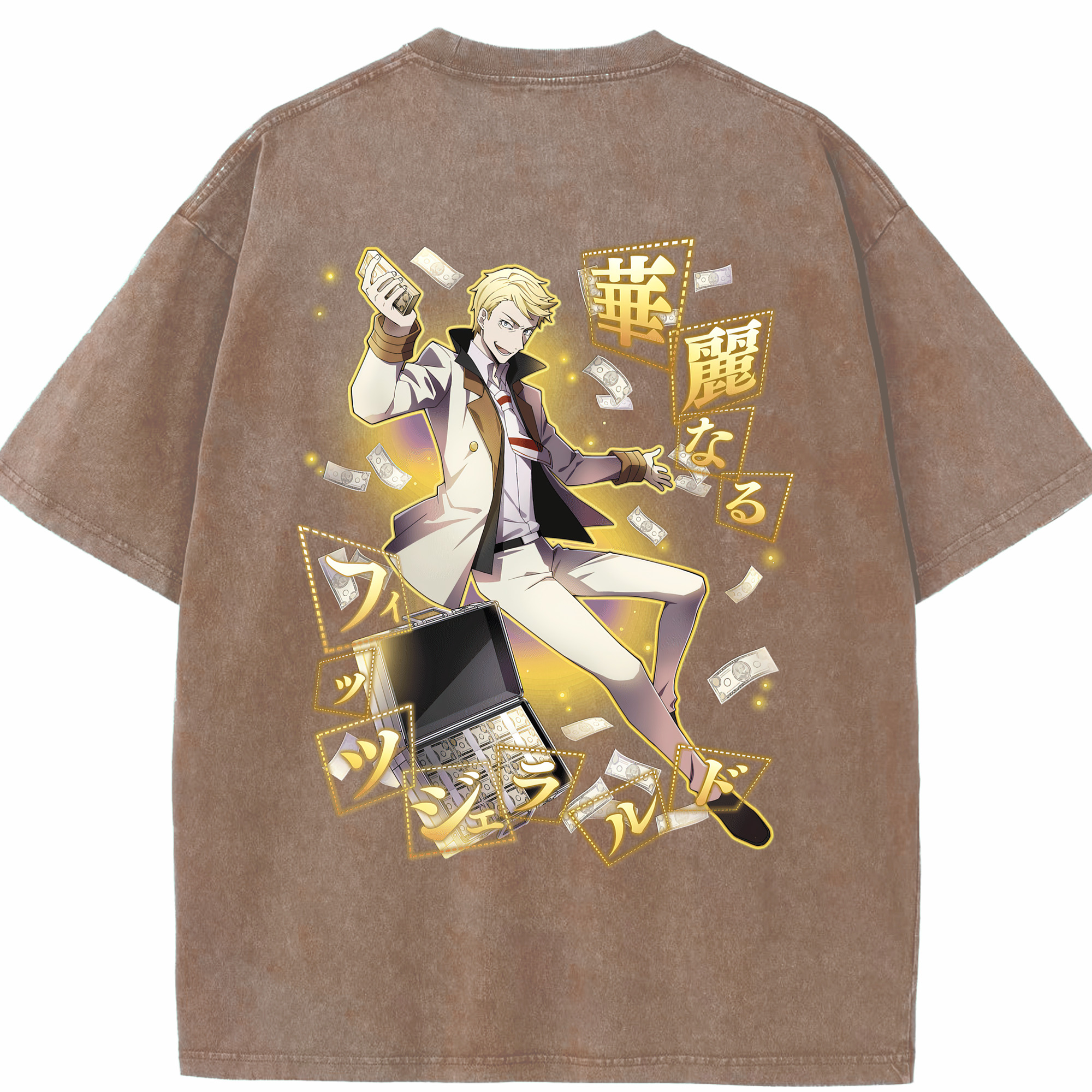 （画像用） 文豪ストレイドッグス Bungo Stray Dogs 綿100% ヴィンテージ風 半袖Tシャツ（背面プリント）