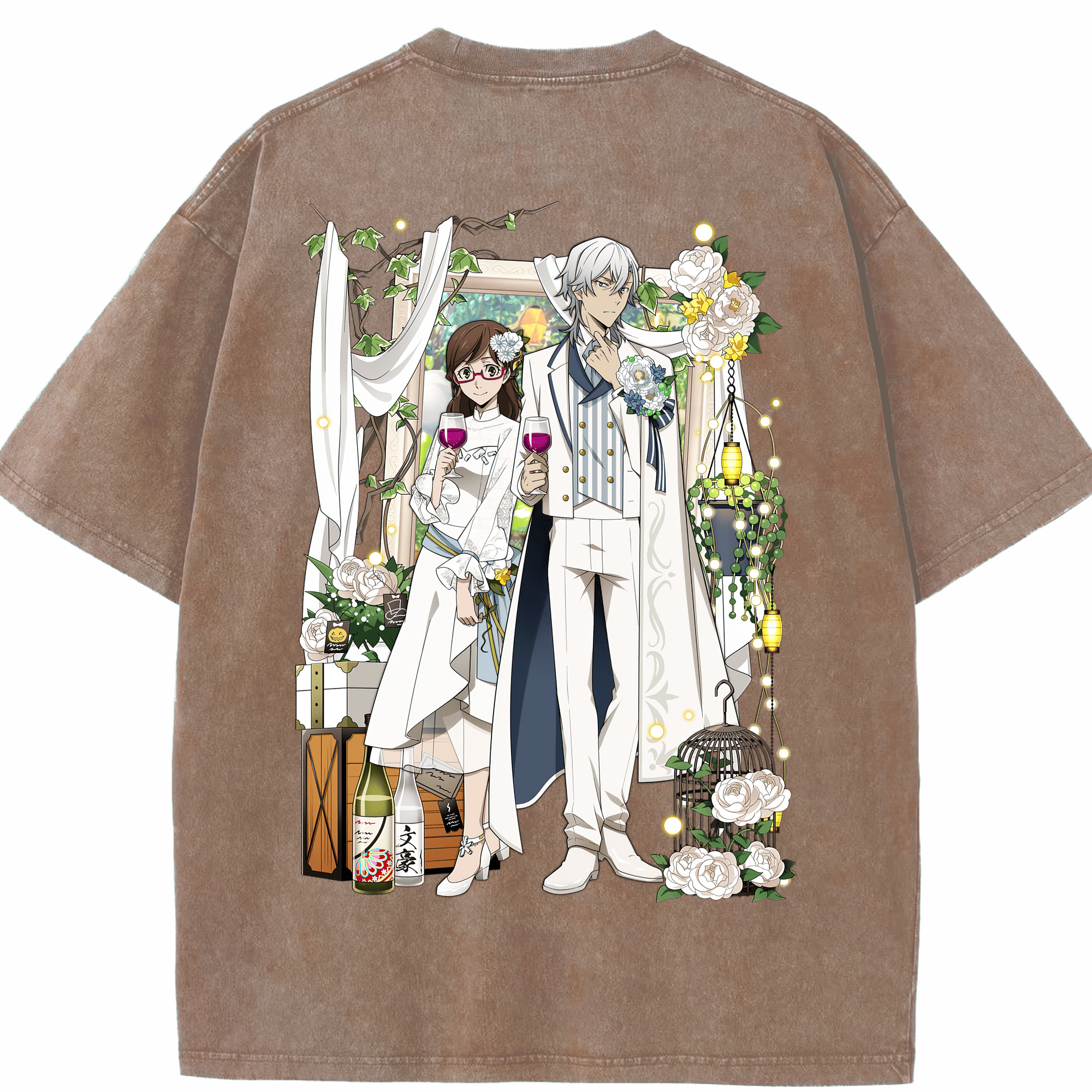 （画像用） 文豪ストレイドッグス Bungo Stray Dogs 綿100% ヴィンテージ風 半袖Tシャツ（背面プリント）