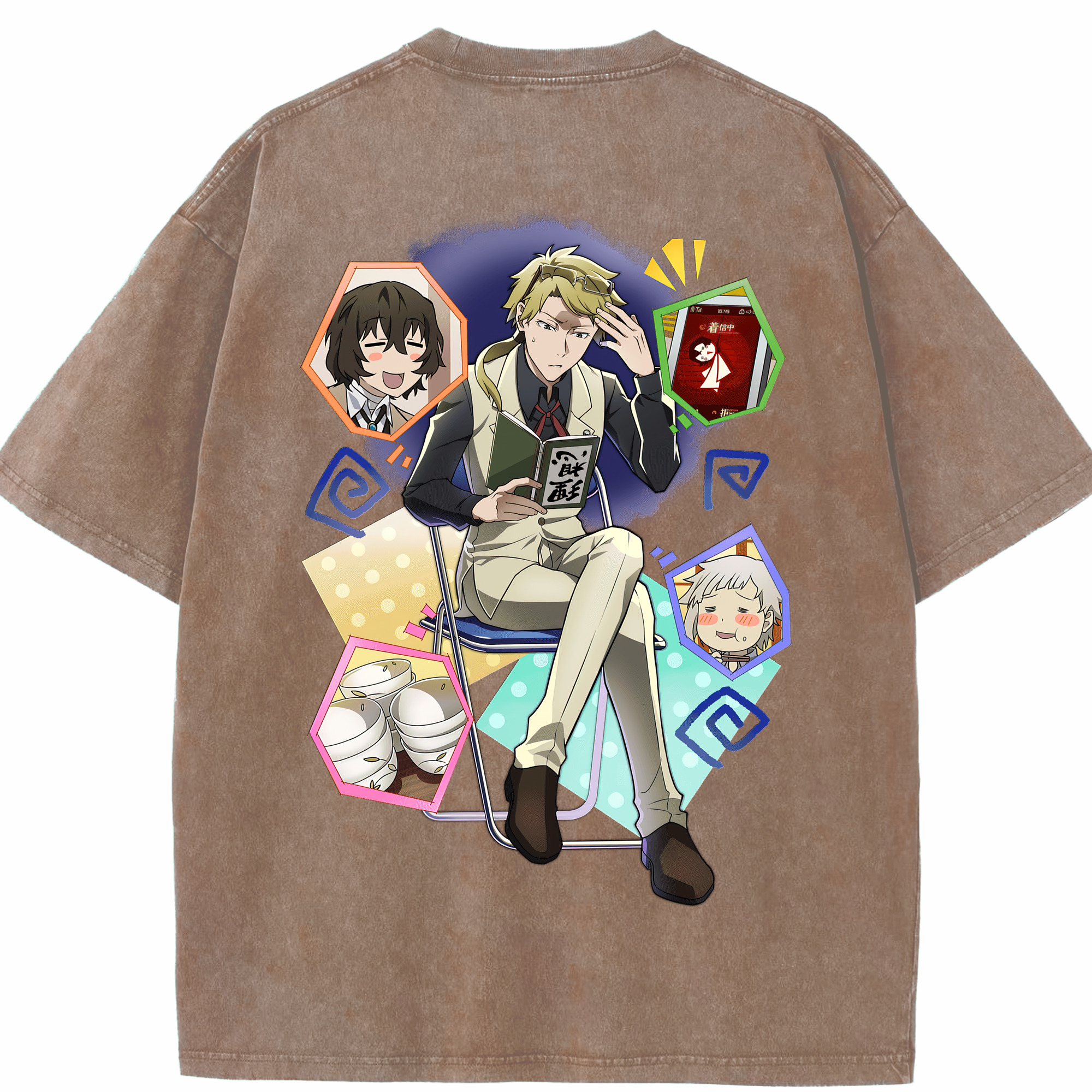 （画像用） 文豪ストレイドッグス Bungo Stray Dogs 綿100% ヴィンテージ風 半袖Tシャツ（背面プリント）