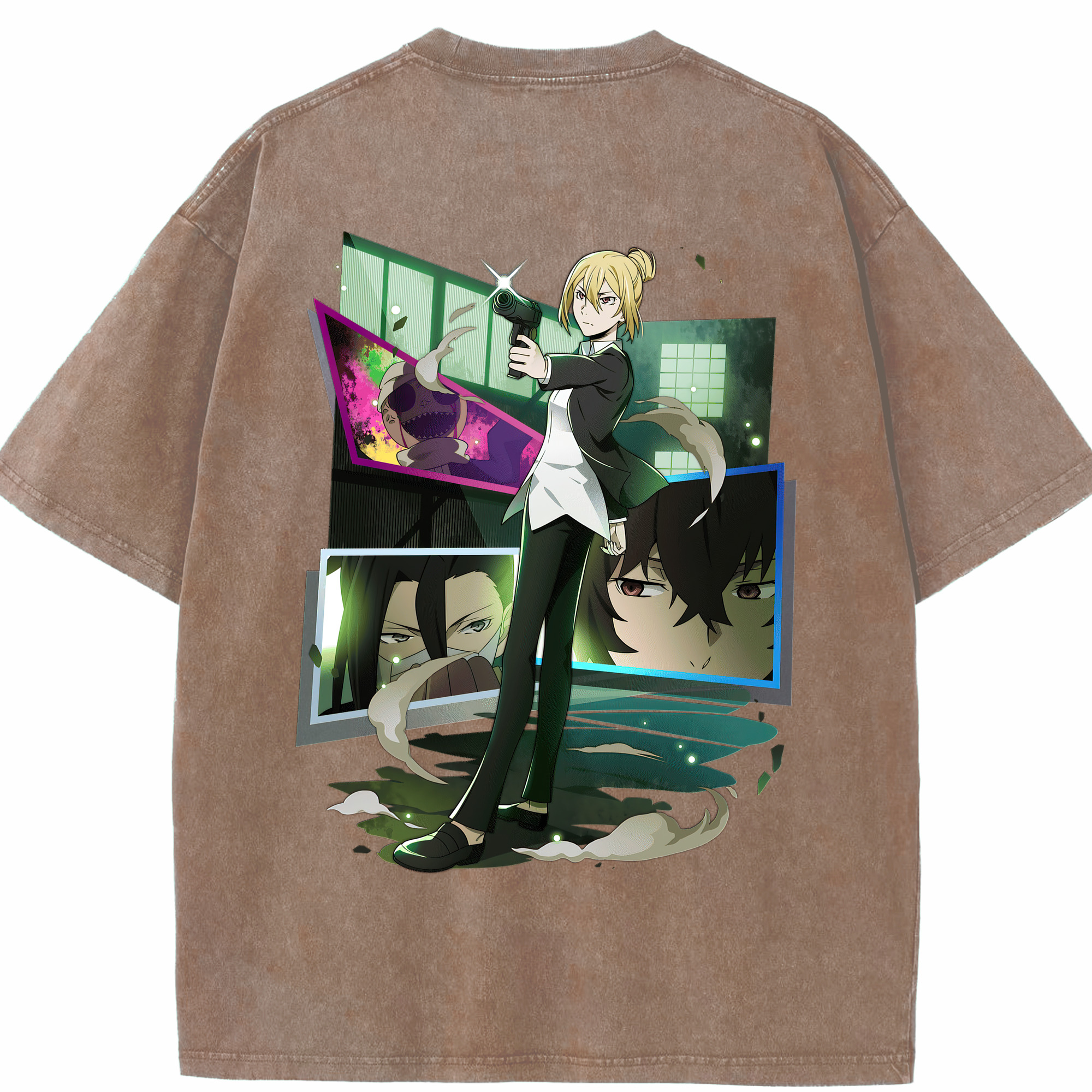 （画像用） 文豪ストレイドッグス Bungo Stray Dogs 綿100% ヴィンテージ風 半袖Tシャツ（背面プリント）