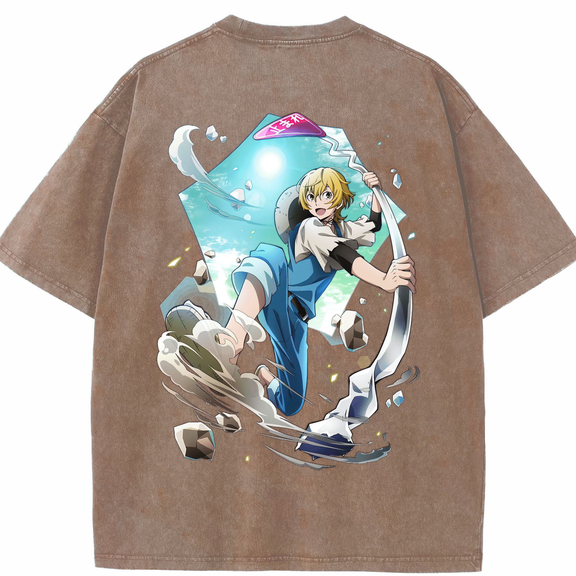 （画像用） 文豪ストレイドッグス Bungo Stray Dogs 綿100% ヴィンテージ風 半袖Tシャツ（背面プリント）