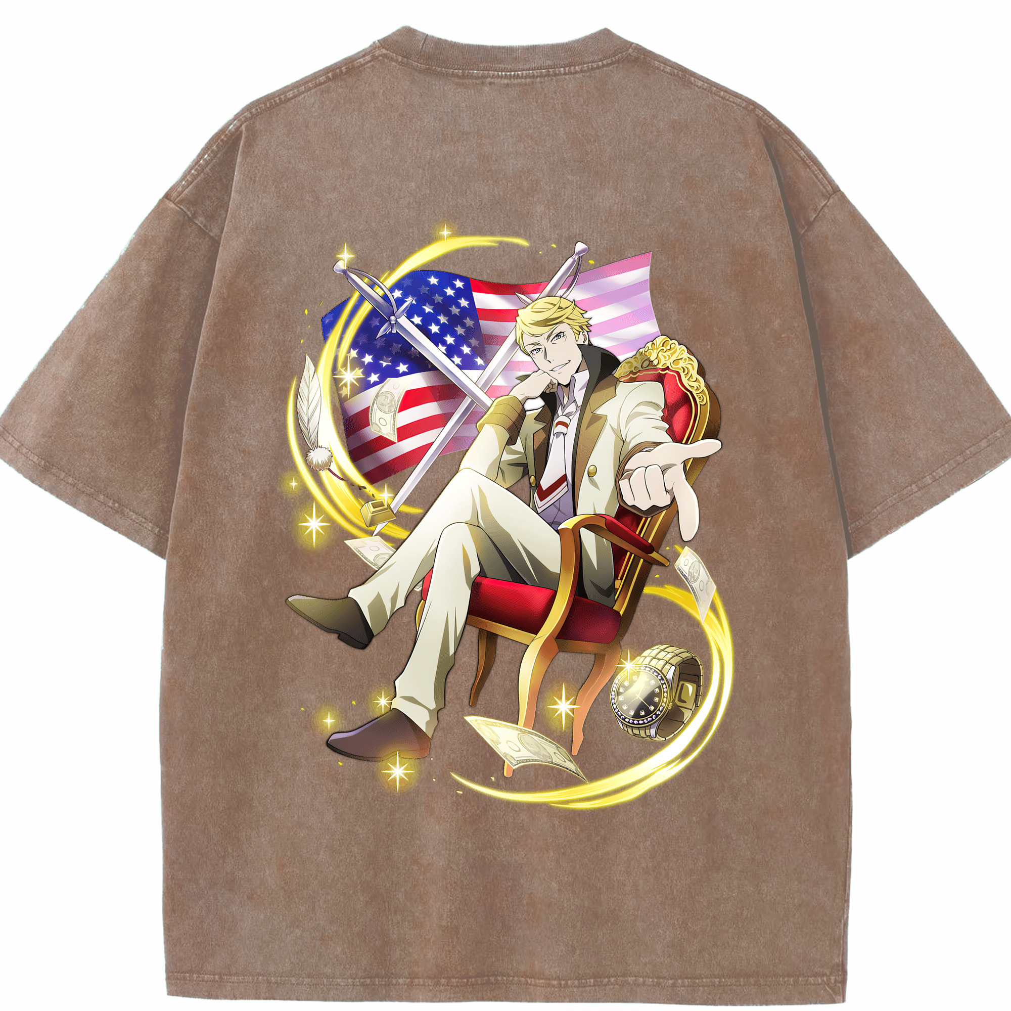 （画像用） 文豪ストレイドッグス Bungo Stray Dogs 綿100% ヴィンテージ風 半袖Tシャツ（背面プリント）
