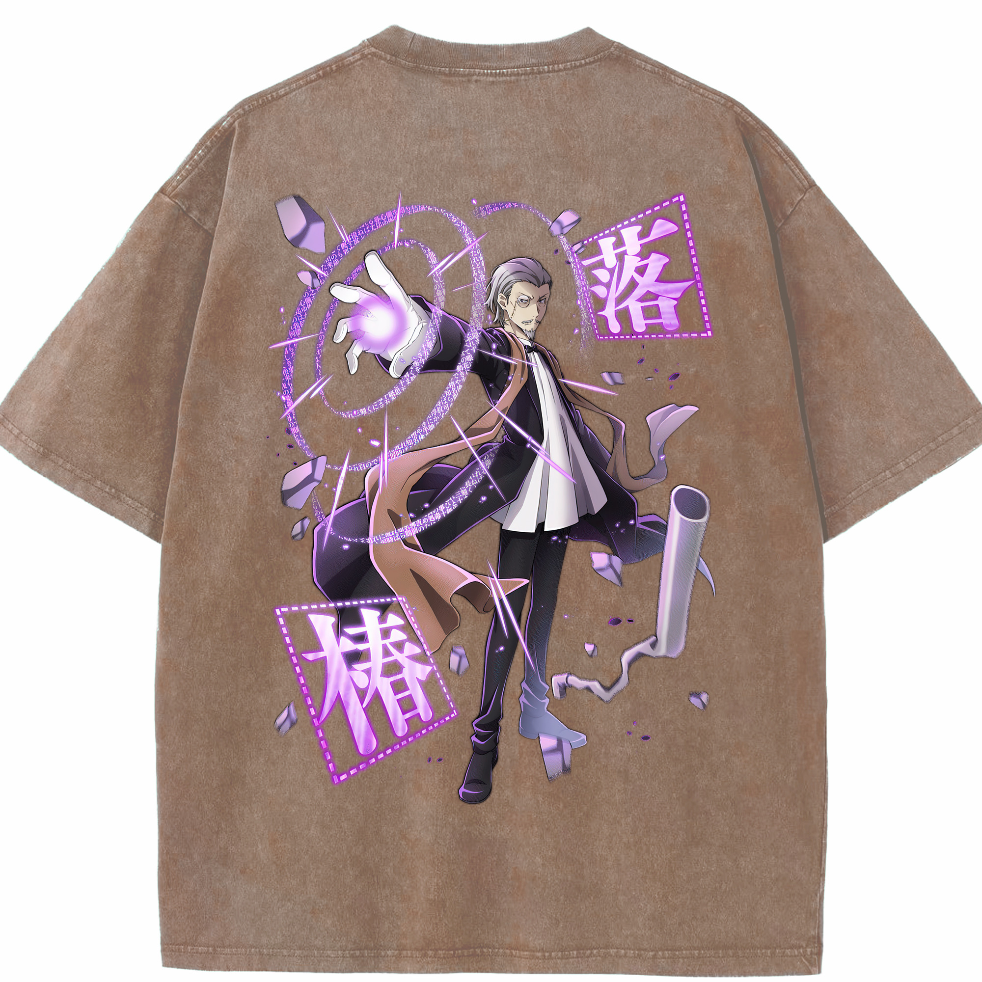 （画像用） 文豪ストレイドッグス Bungo Stray Dogs 綿100% ヴィンテージ風 半袖Tシャツ（背面プリント）