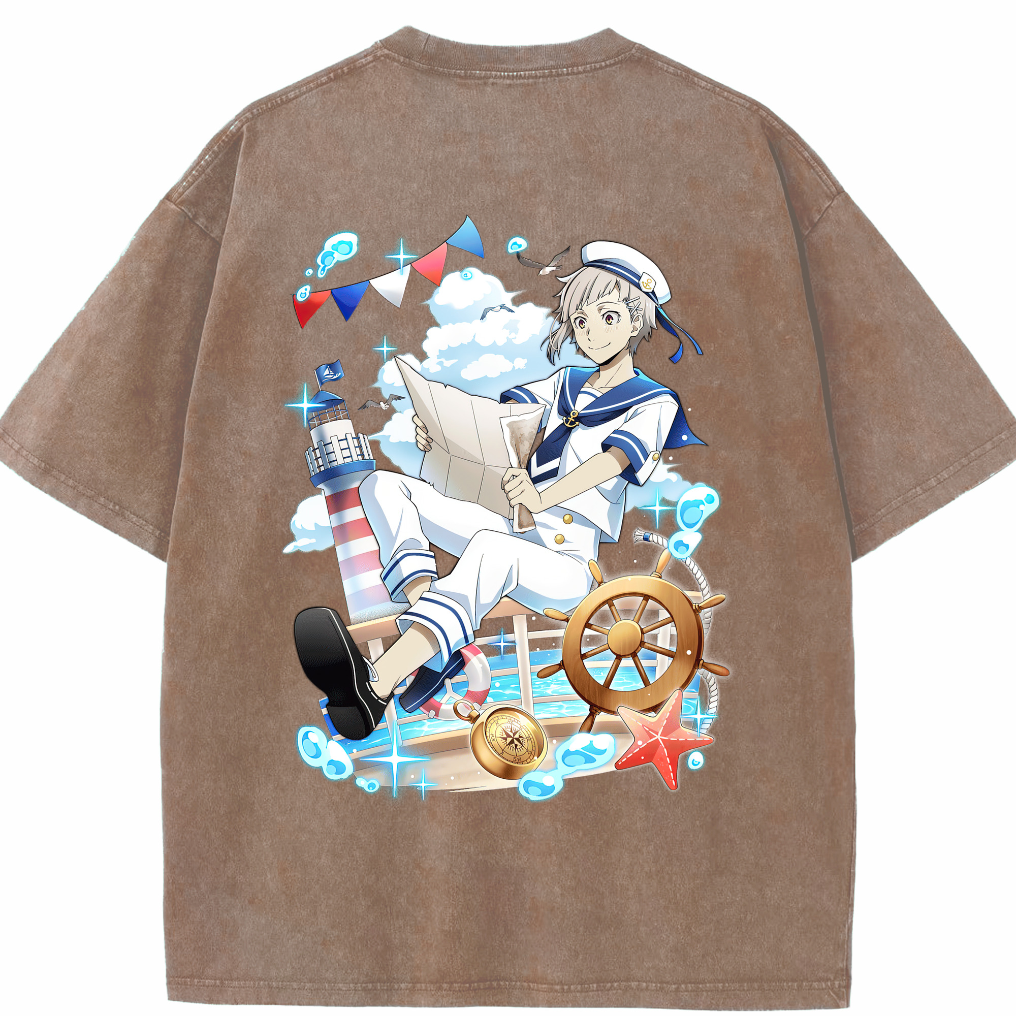 （画像用） 文豪ストレイドッグス Bungo Stray Dogs 綿100% ヴィンテージ風 半袖Tシャツ（背面プリント）