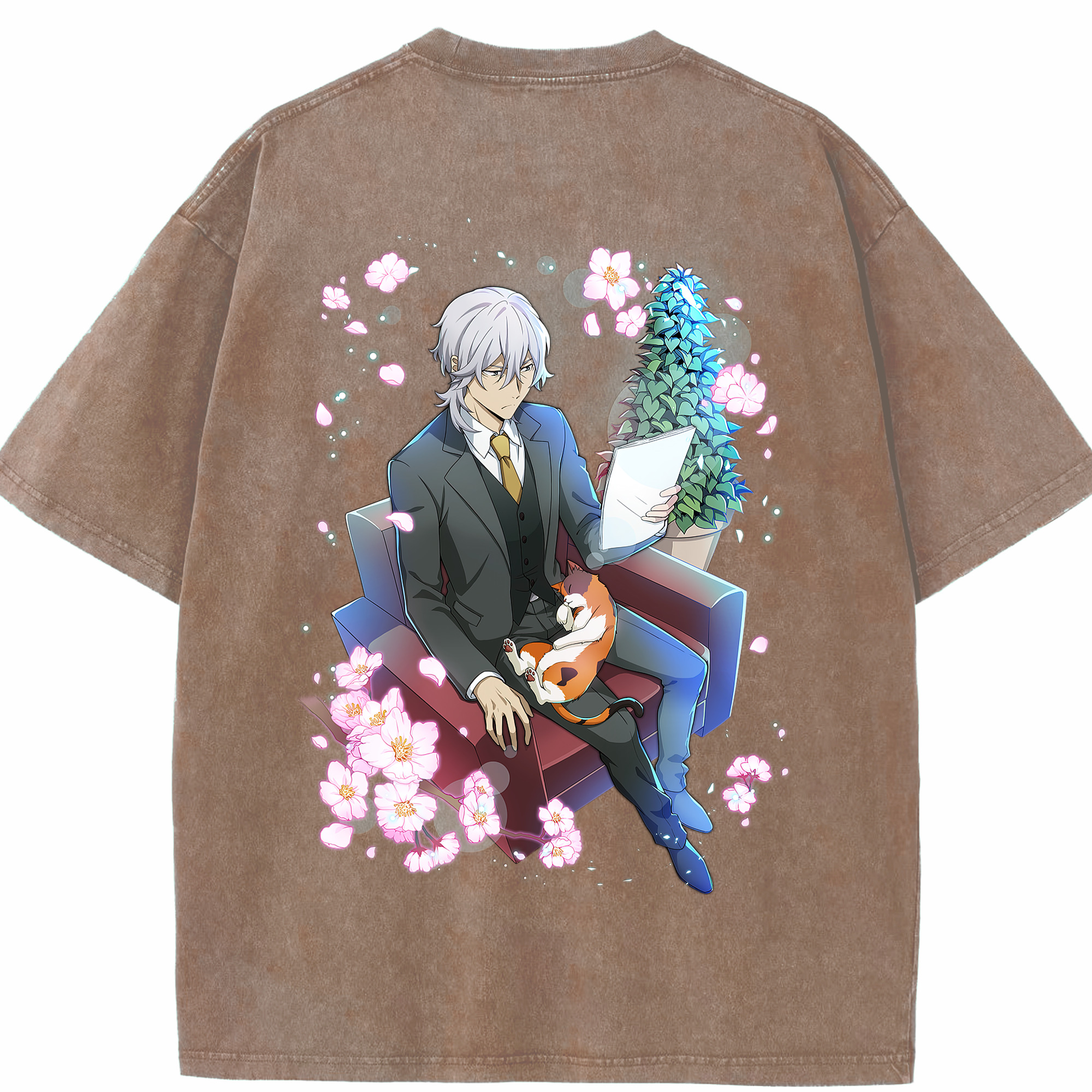 （画像用） 文豪ストレイドッグス Bungo Stray Dogs 綿100% ヴィンテージ風 半袖Tシャツ（背面プリント）