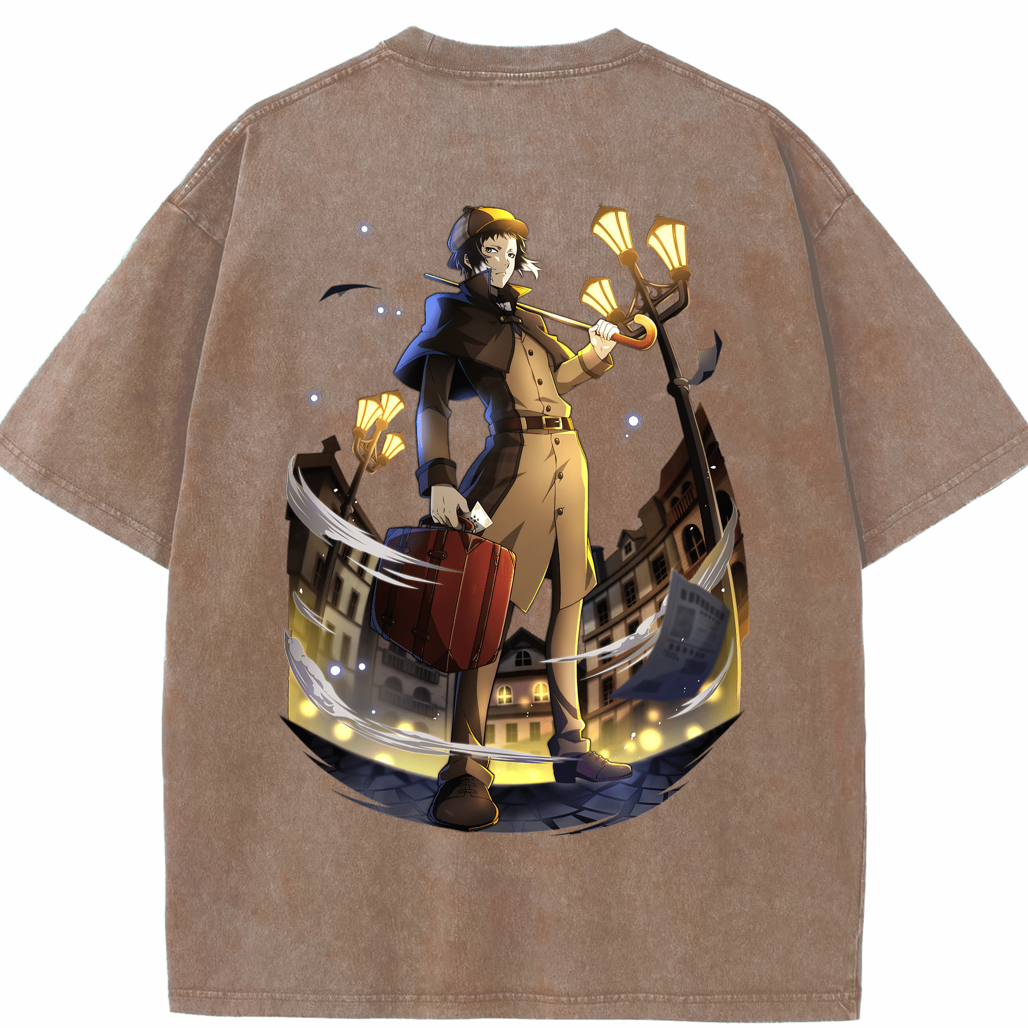 （画像用） 文豪ストレイドッグス Bungo Stray Dogs 綿100% ヴィンテージ風 半袖Tシャツ（背面プリント）