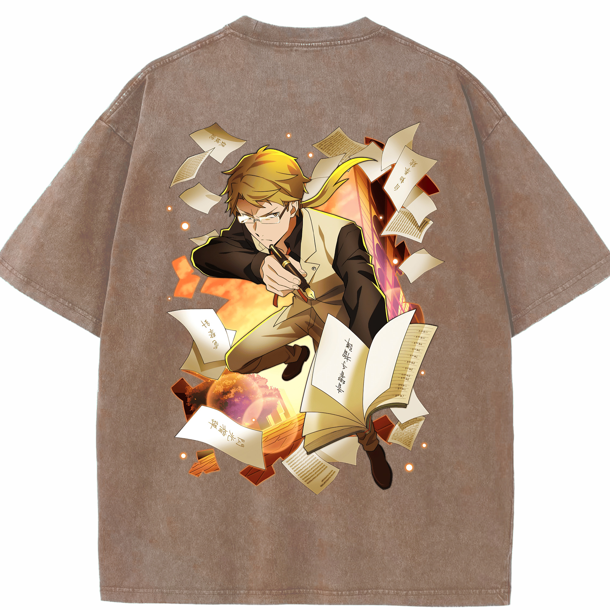（画像用） 文豪ストレイドッグス Bungo Stray Dogs 綿100% ヴィンテージ風 半袖Tシャツ（背面プリント）