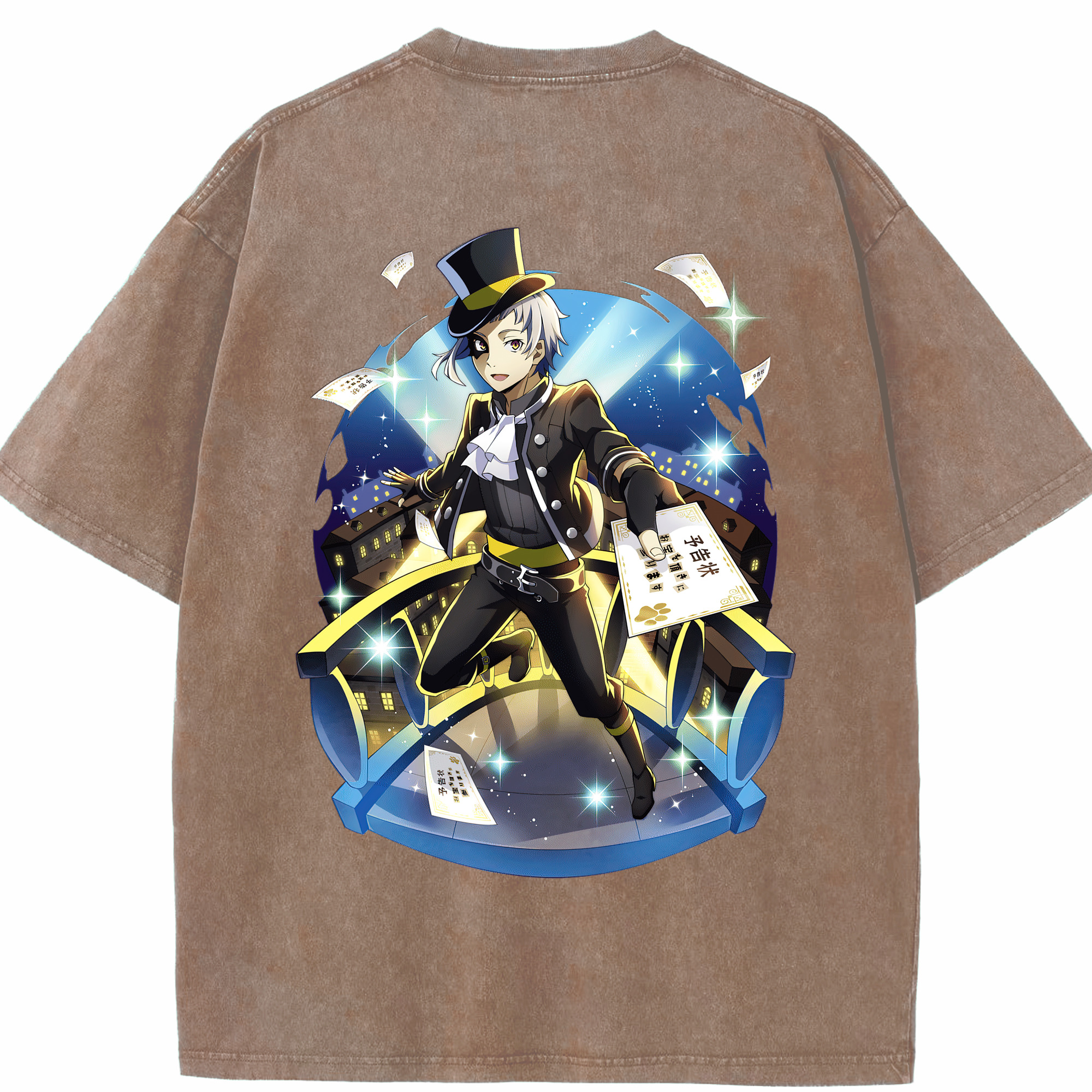 （画像用） 文豪ストレイドッグス Bungo Stray Dogs 綿100% ヴィンテージ風 半袖Tシャツ（背面プリント）
