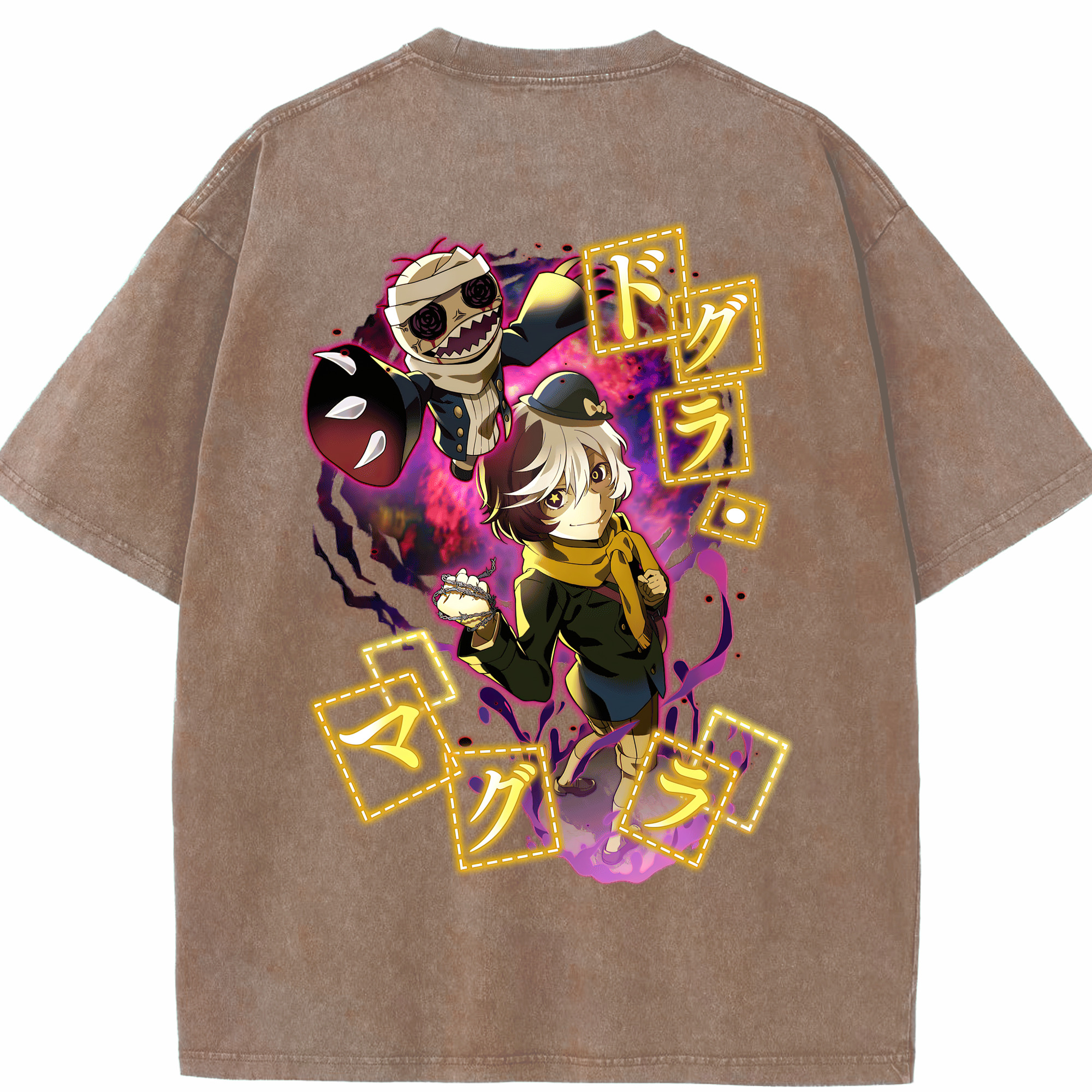 （画像用） 文豪ストレイドッグス Bungo Stray Dogs 綿100% ヴィンテージ風 半袖Tシャツ（背面プリント）