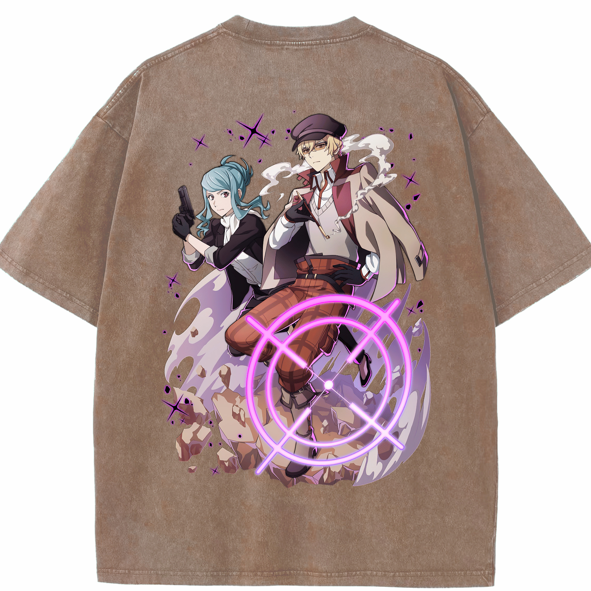 （画像用） 文豪ストレイドッグス Bungo Stray Dogs 綿100% ヴィンテージ風 半袖Tシャツ（背面プリント）