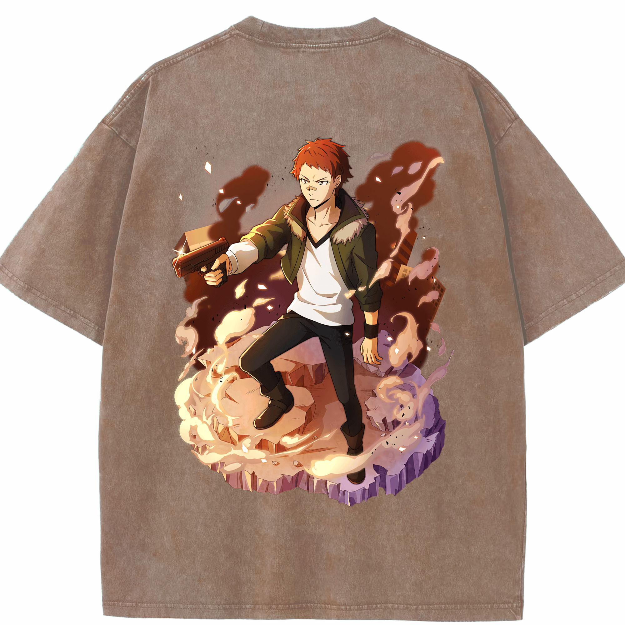（画像用） 文豪ストレイドッグス Bungo Stray Dogs 綿100% ヴィンテージ風 半袖Tシャツ（背面プリント）