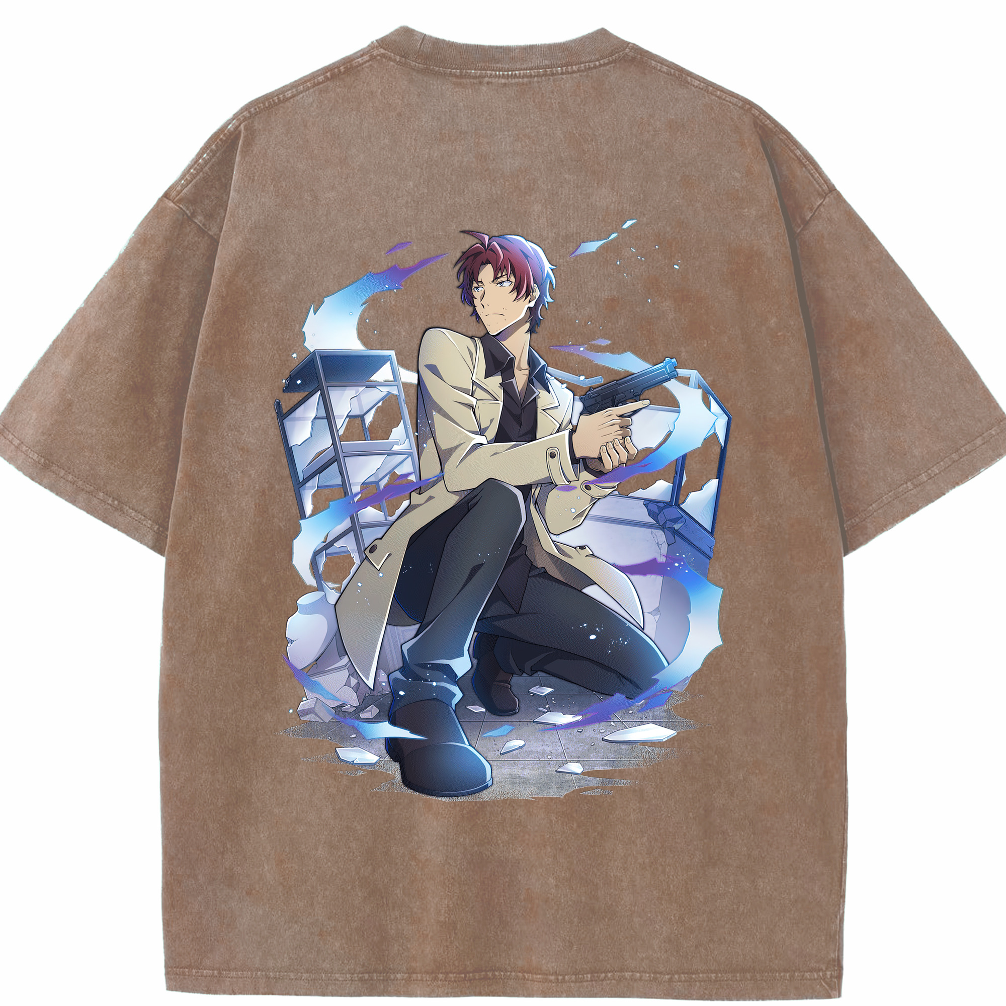 （画像用） 文豪ストレイドッグス Bungo Stray Dogs 綿100% ヴィンテージ風 半袖Tシャツ（背面プリント）