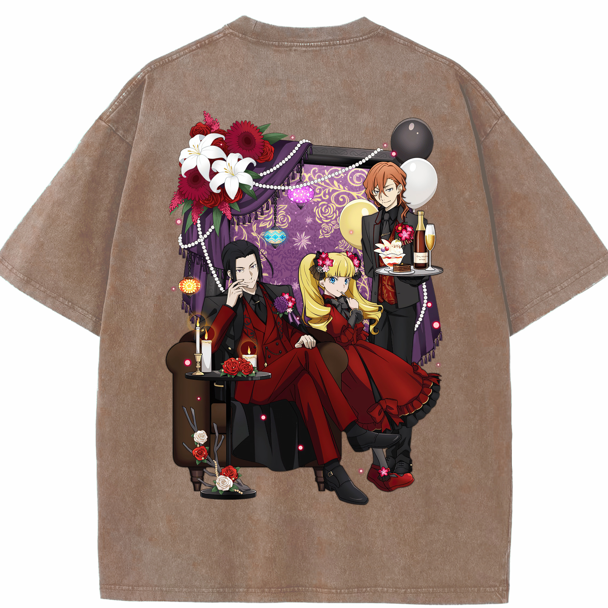 （画像用） 文豪ストレイドッグス Bungo Stray Dogs 綿100% ヴィンテージ風 半袖Tシャツ（背面プリント）
