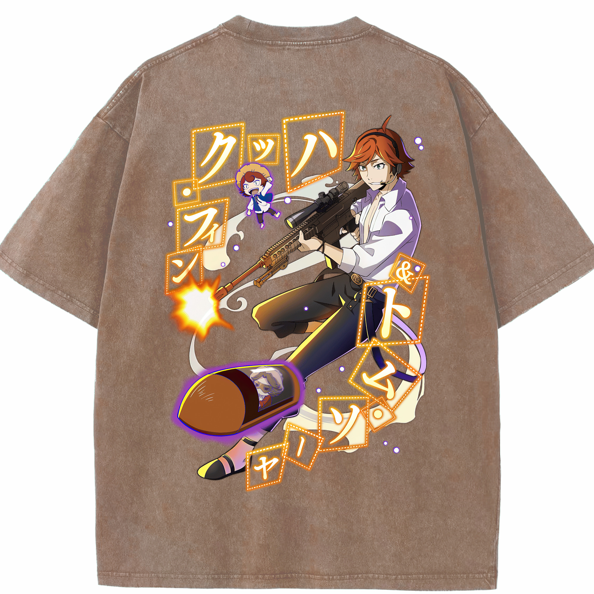 （画像用） 文豪ストレイドッグス Bungo Stray Dogs 綿100% ヴィンテージ風 半袖Tシャツ（背面プリント）