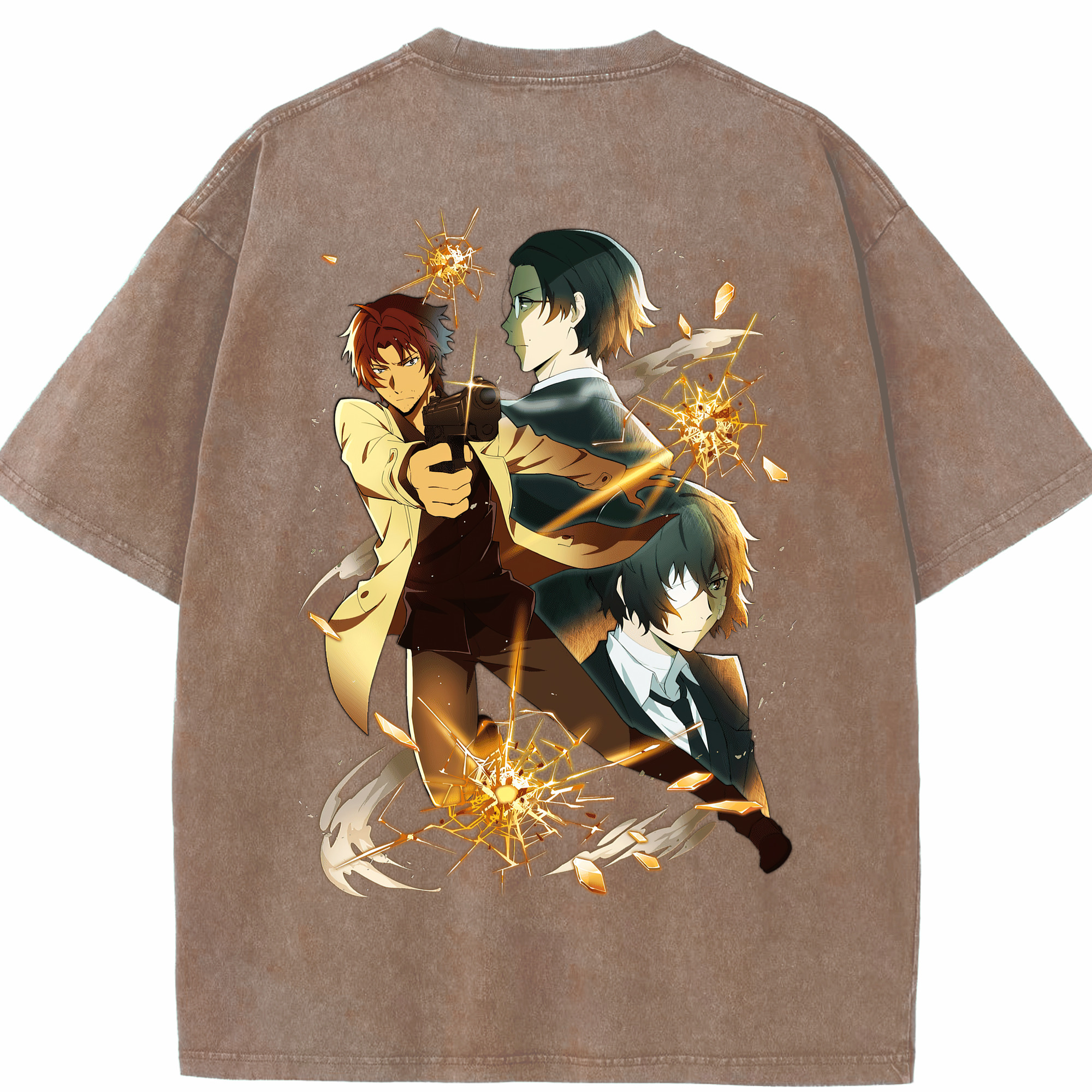（画像用） 文豪ストレイドッグス Bungo Stray Dogs 綿100% ヴィンテージ風 半袖Tシャツ（背面プリント）