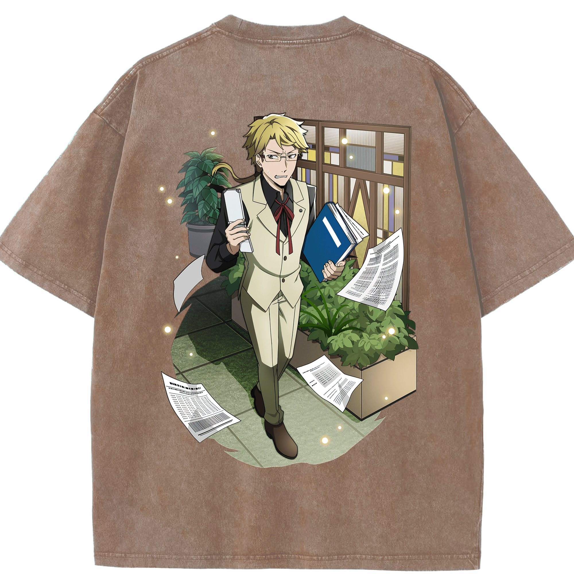 （画像用） 文豪ストレイドッグス Bungo Stray Dogs 綿100% ヴィンテージ風 半袖Tシャツ（背面プリント）