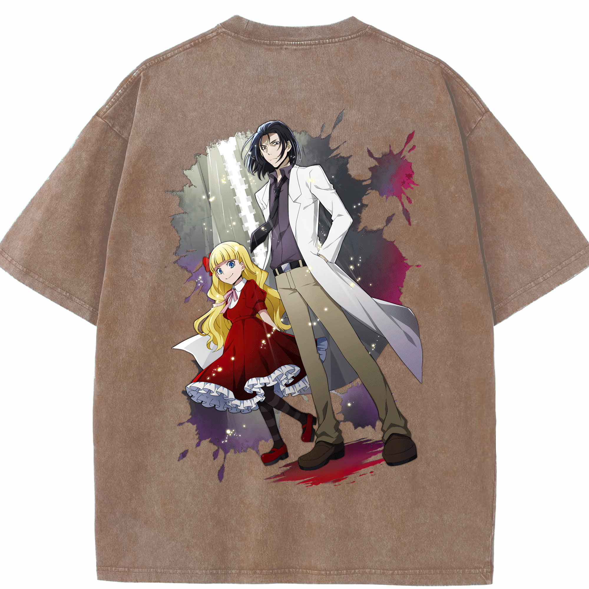 （画像用） 文豪ストレイドッグス Bungo Stray Dogs 綿100% ヴィンテージ風 半袖Tシャツ（背面プリント）