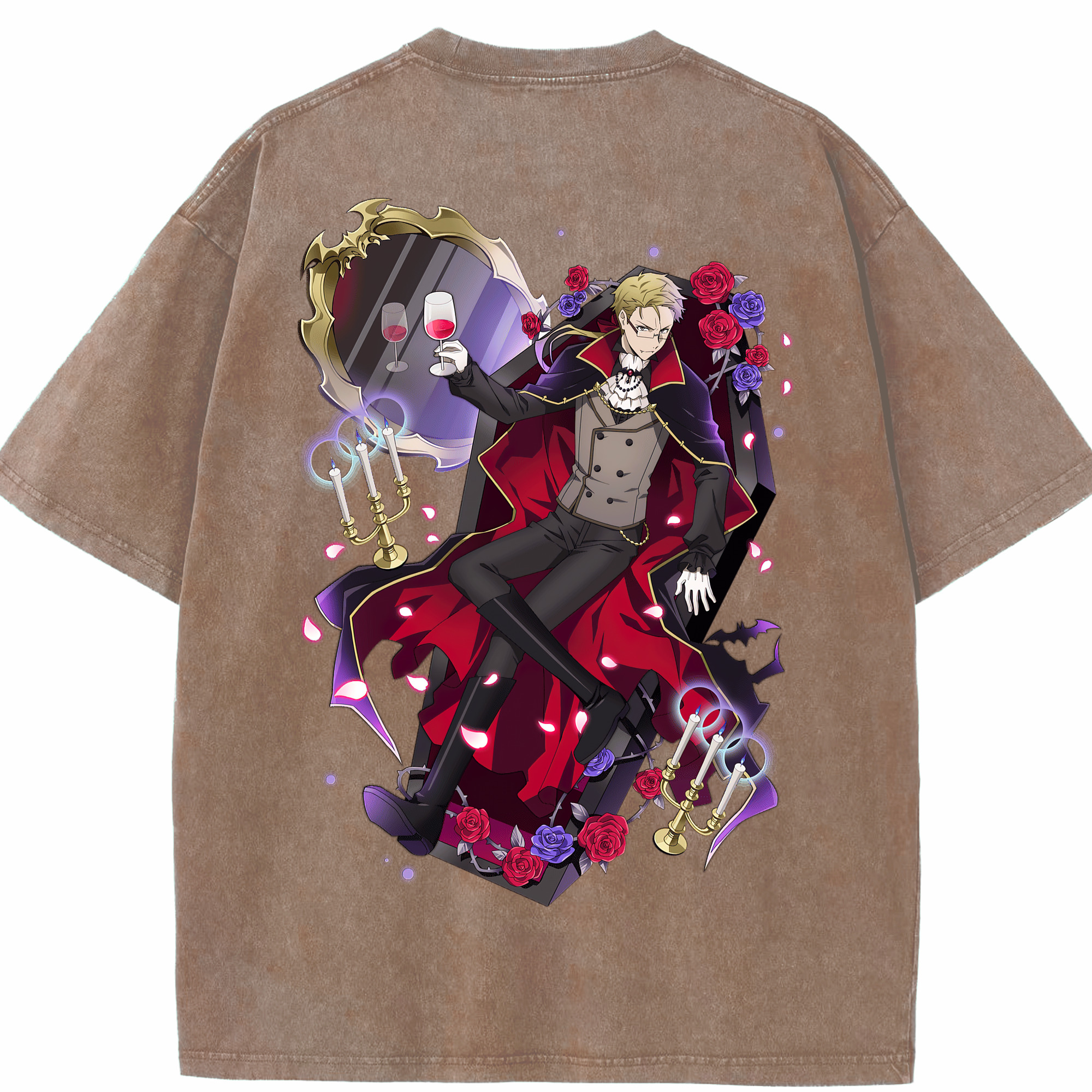 （画像用） 文豪ストレイドッグス Bungo Stray Dogs 綿100% ヴィンテージ風 半袖Tシャツ（背面プリント）