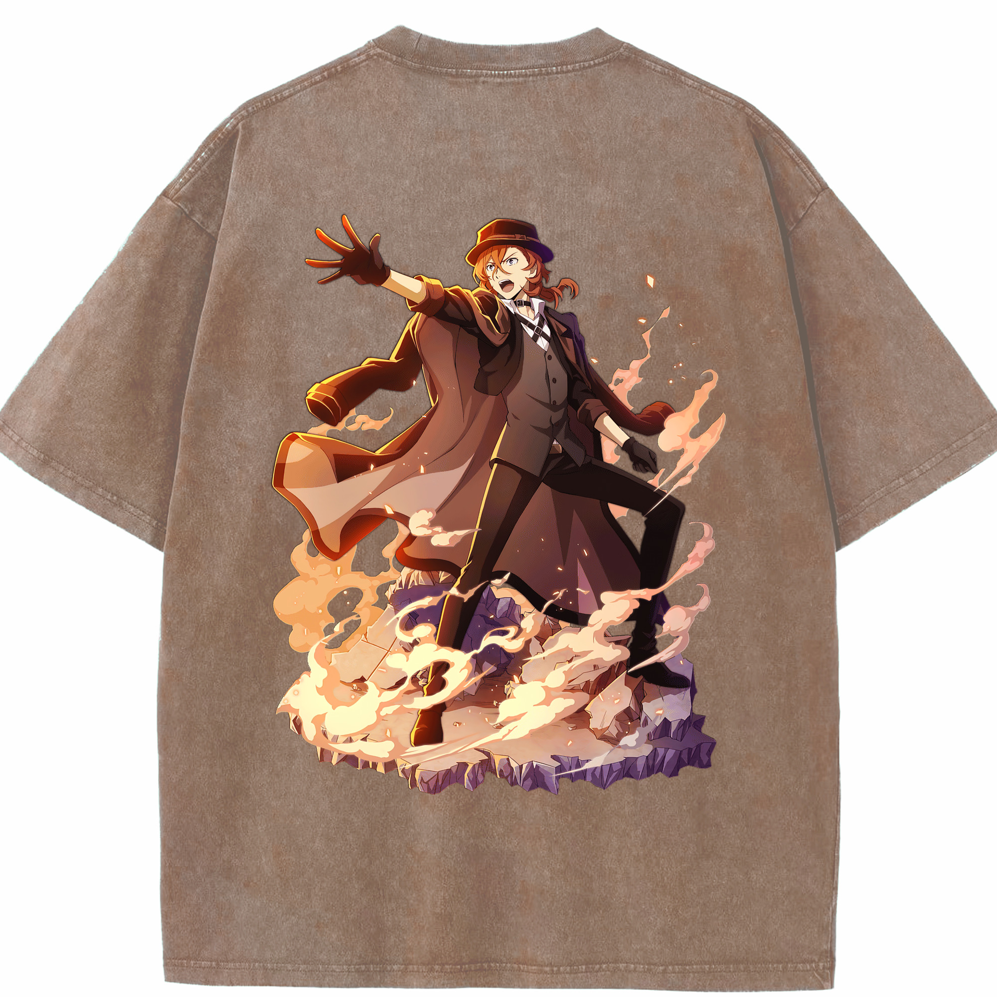 （画像用） 文豪ストレイドッグス Bungo Stray Dogs 綿100% ヴィンテージ風 半袖Tシャツ（背面プリント）