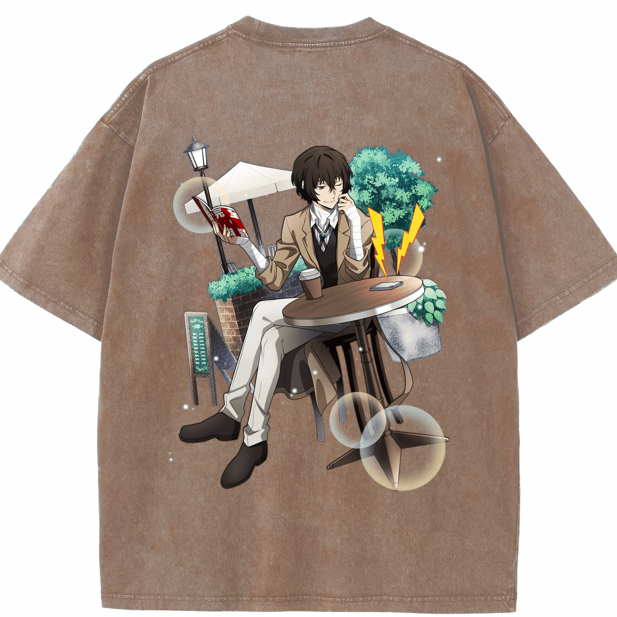 （画像用） 文豪ストレイドッグス Bungo Stray Dogs 綿100% ヴィンテージ風 半袖Tシャツ（背面プリント）