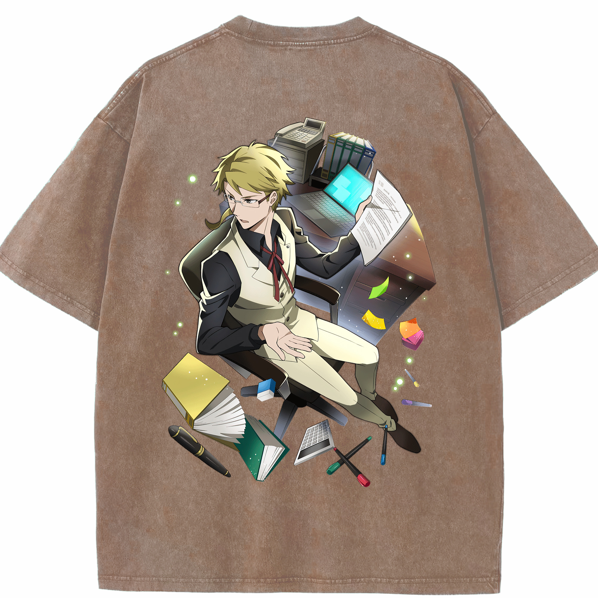（画像用） 文豪ストレイドッグス Bungo Stray Dogs 綿100% ヴィンテージ風 半袖Tシャツ（背面プリント）