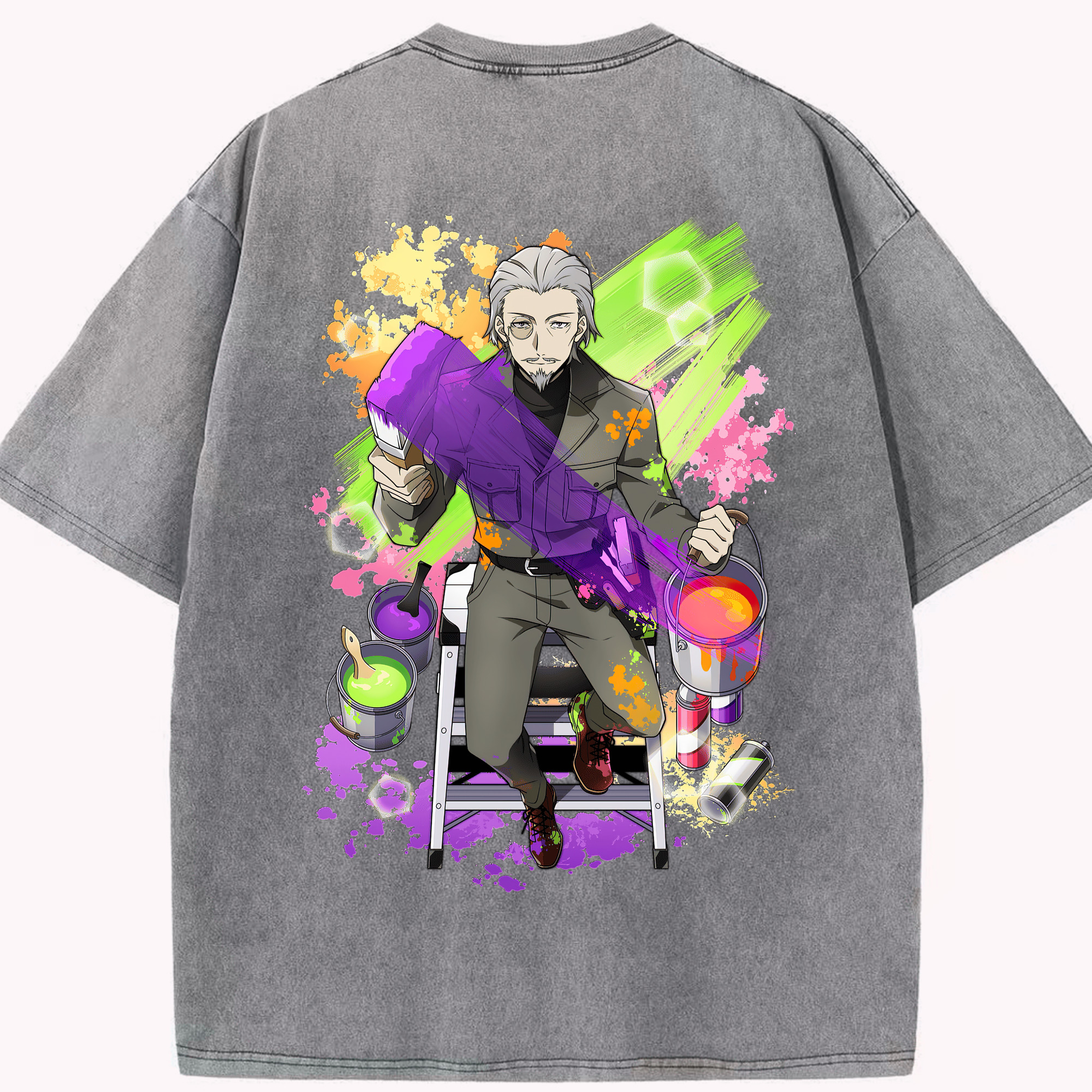 （画像用） 文豪ストレイドッグス Bungo Stray Dogs 綿100% ヴィンテージ風 半袖Tシャツ（背面プリント）