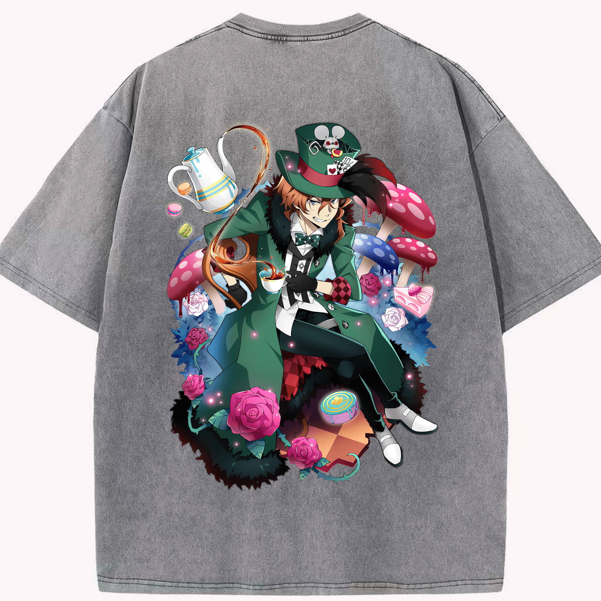 （画像用） 文豪ストレイドッグス Bungo Stray Dogs 綿100% ヴィンテージ風 半袖Tシャツ（背面プリント）
