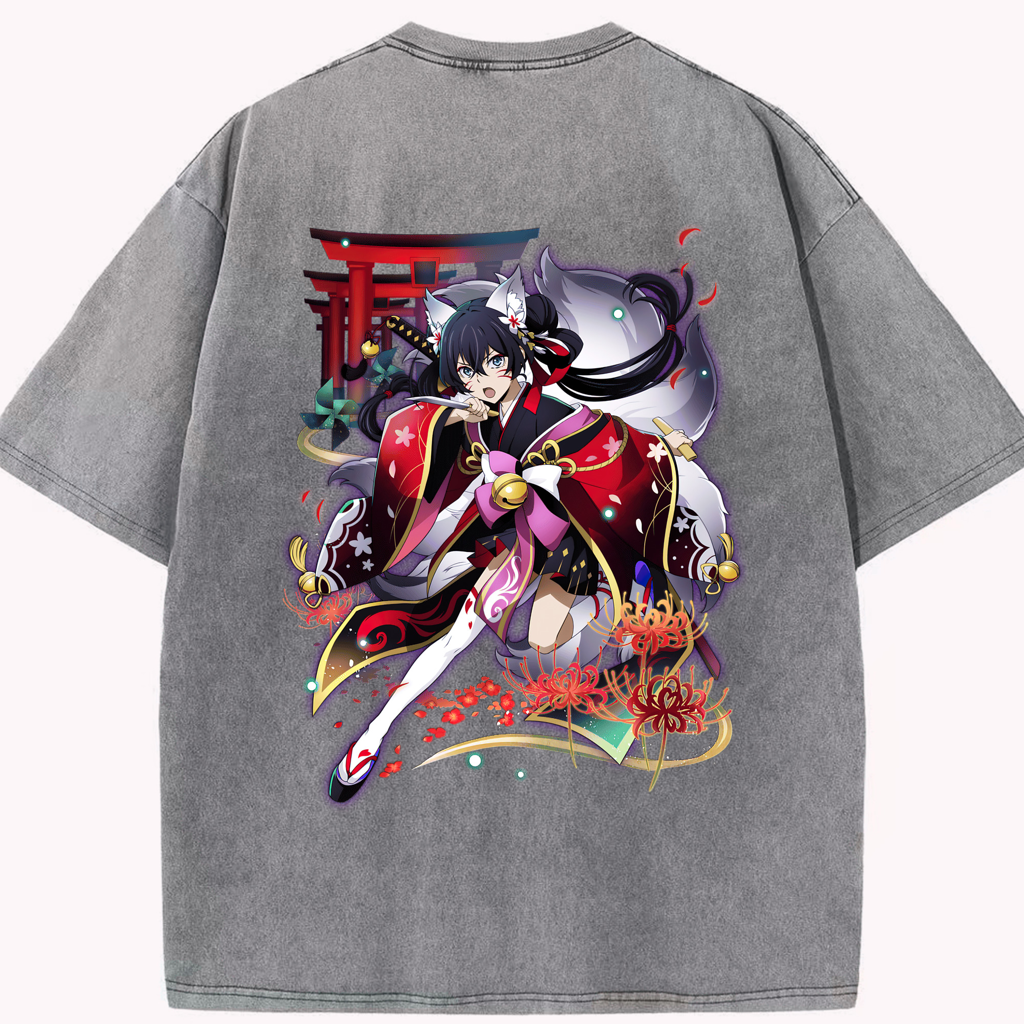 （画像用） 文豪ストレイドッグス Bungo Stray Dogs 綿100% ヴィンテージ風 半袖Tシャツ（背面プリント）