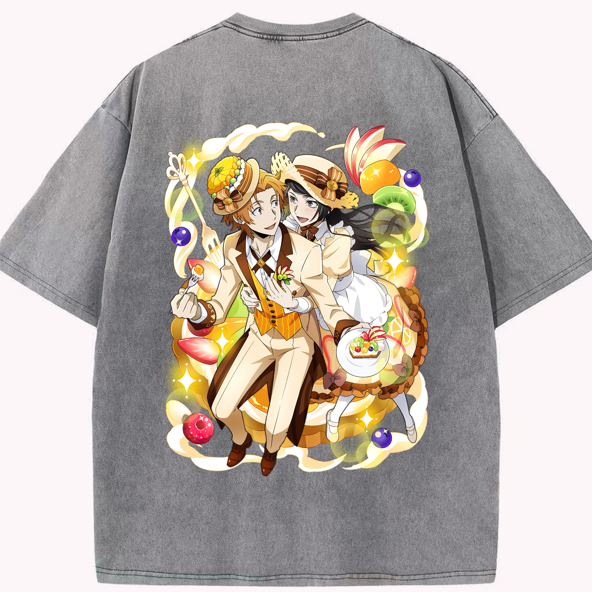 （画像用） 文豪ストレイドッグス Bungo Stray Dogs 綿100% ヴィンテージ風 半袖Tシャツ（背面プリント）
