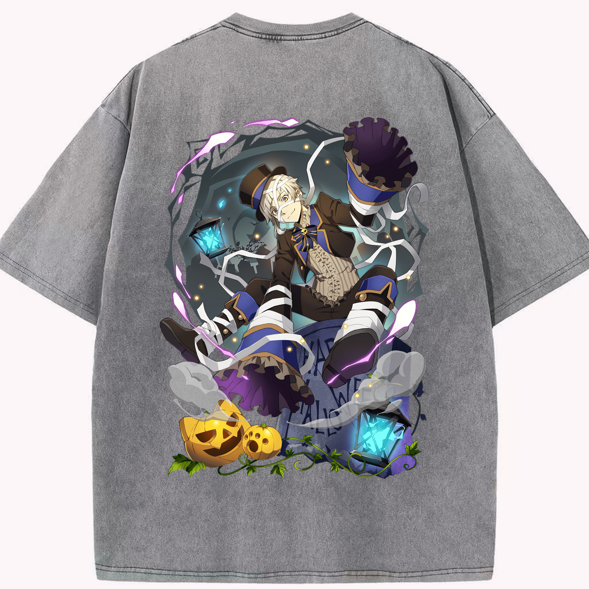 （画像用） 文豪ストレイドッグス Bungo Stray Dogs 綿100% ヴィンテージ風 半袖Tシャツ（背面プリント）