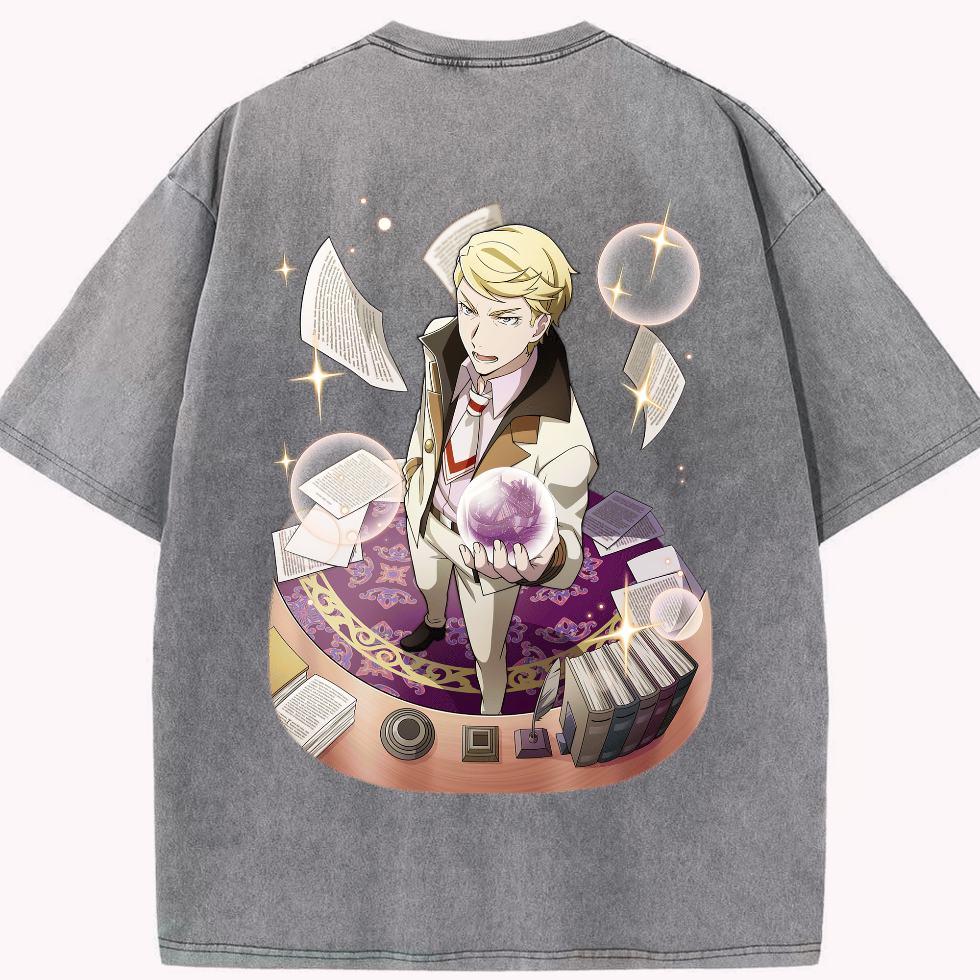 （画像用） 文豪ストレイドッグス Bungo Stray Dogs 綿100% ヴィンテージ風 半袖Tシャツ（背面プリント）