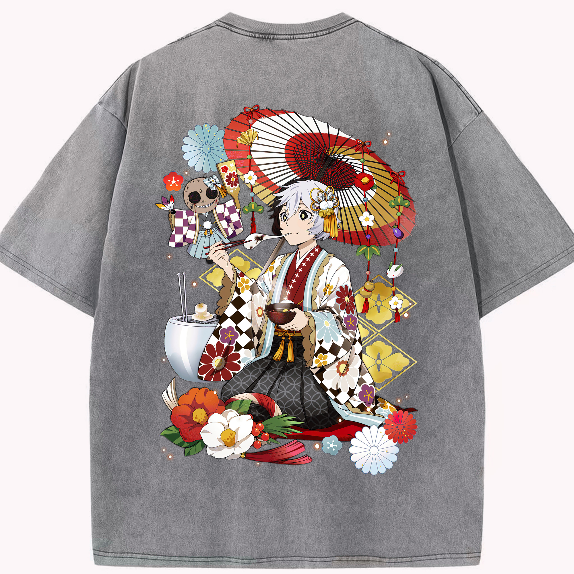（画像用） 文豪ストレイドッグス Bungo Stray Dogs 綿100% ヴィンテージ風 半袖Tシャツ（背面プリント）