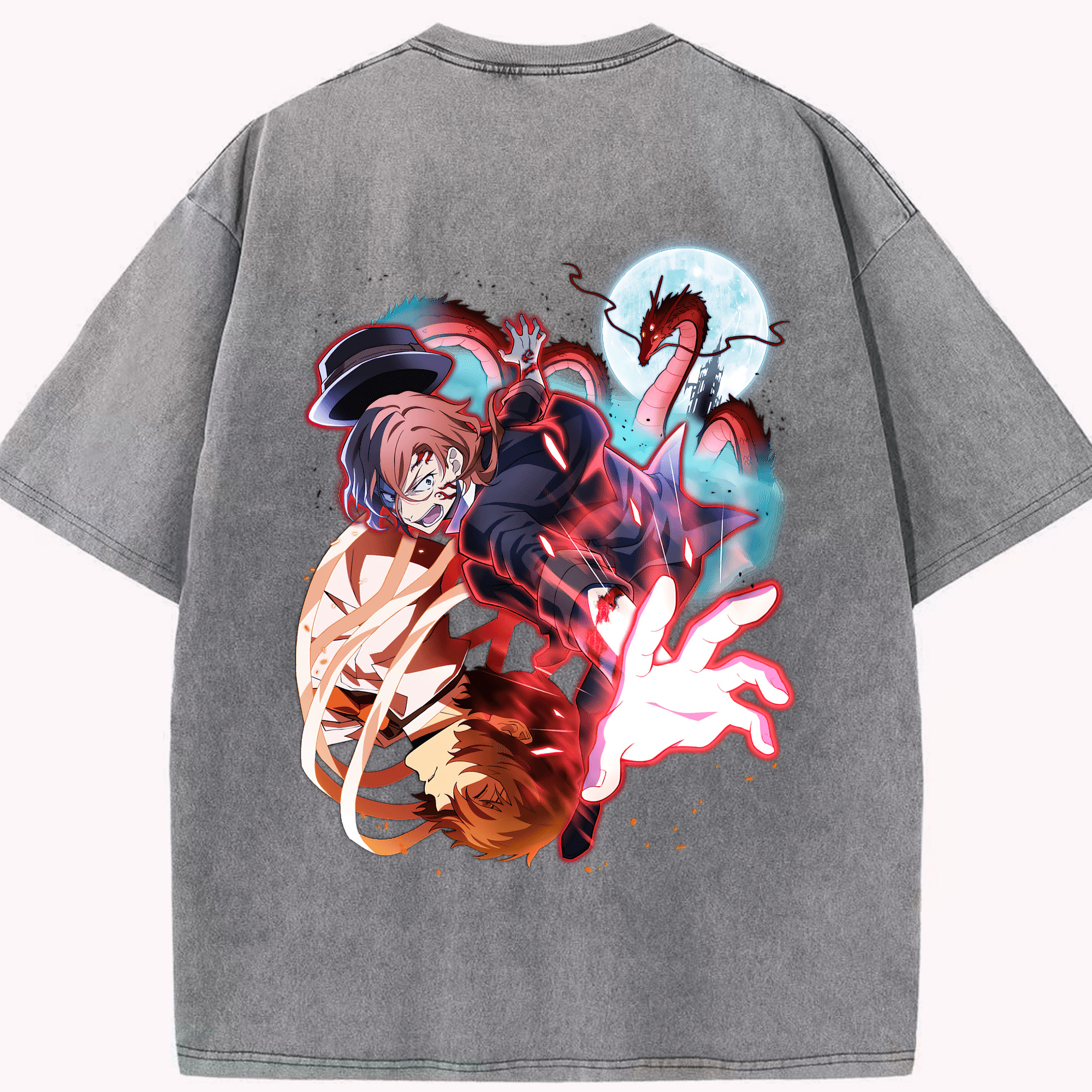 （画像用） 文豪ストレイドッグス Bungo Stray Dogs 綿100% ヴィンテージ風 半袖Tシャツ（背面プリント）