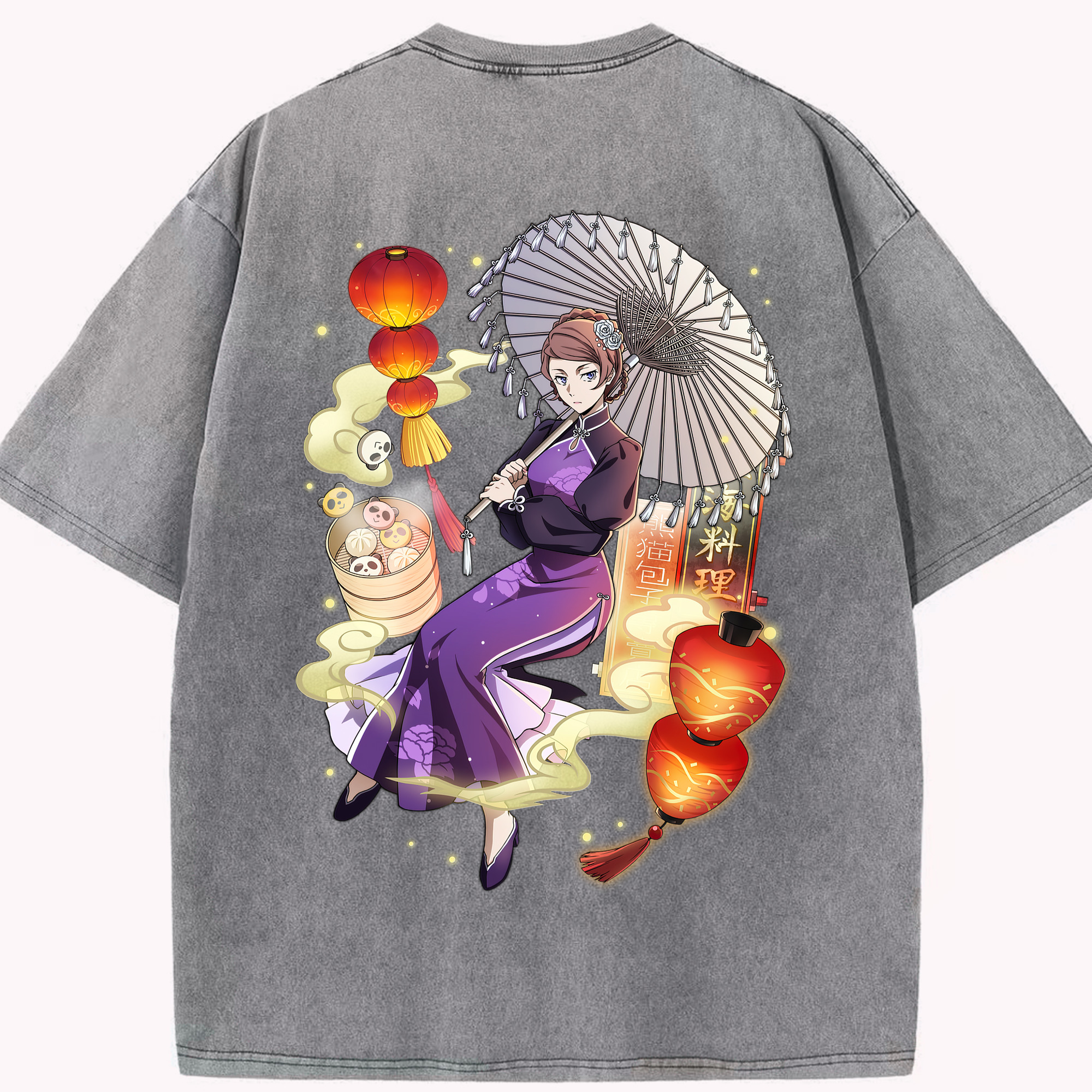 （画像用） 文豪ストレイドッグス Bungo Stray Dogs 綿100% ヴィンテージ風 半袖Tシャツ（背面プリント）