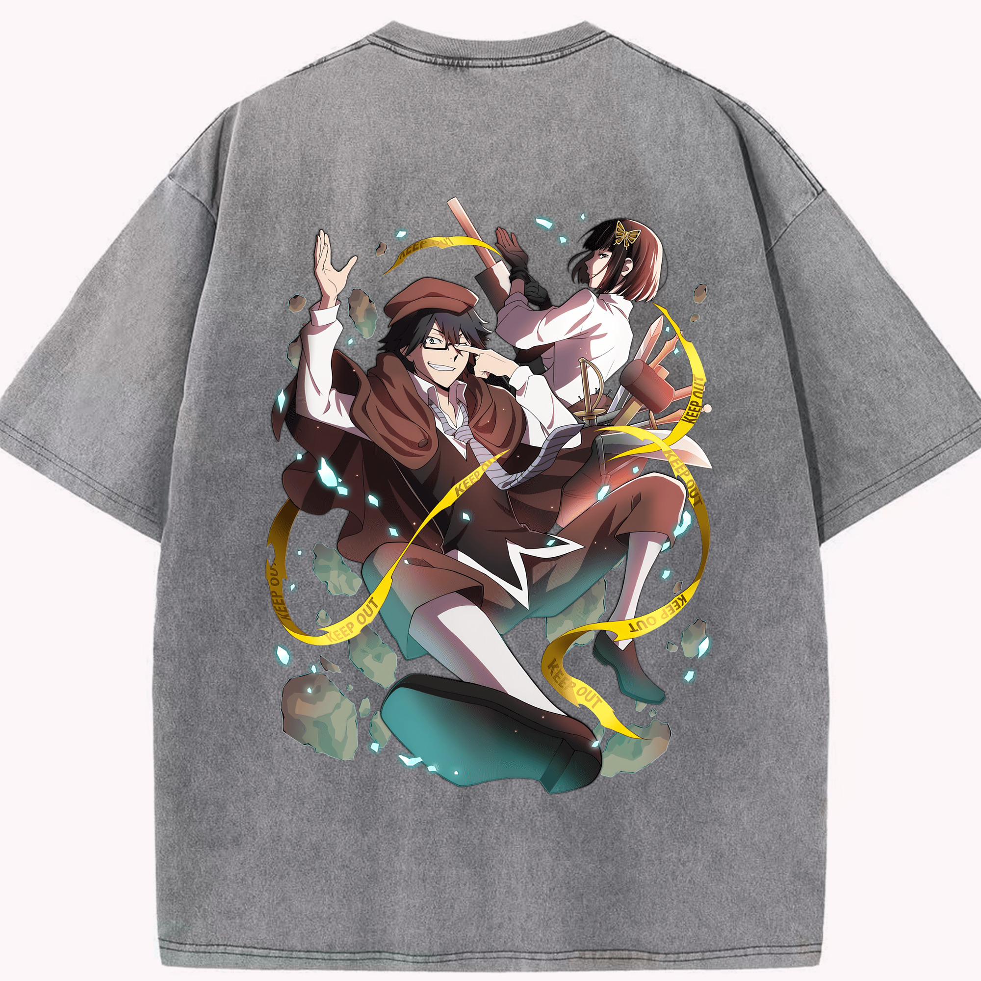 （画像用） 文豪ストレイドッグス Bungo Stray Dogs 綿100% ヴィンテージ風 半袖Tシャツ（背面プリント）