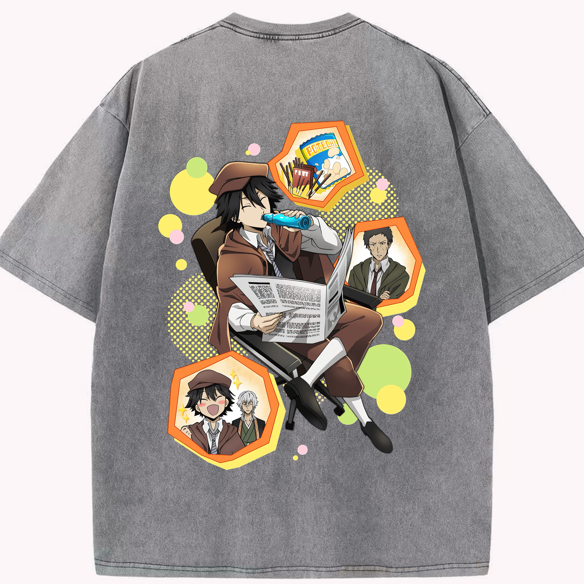 （画像用） 文豪ストレイドッグス Bungo Stray Dogs 綿100% ヴィンテージ風 半袖Tシャツ（背面プリント）